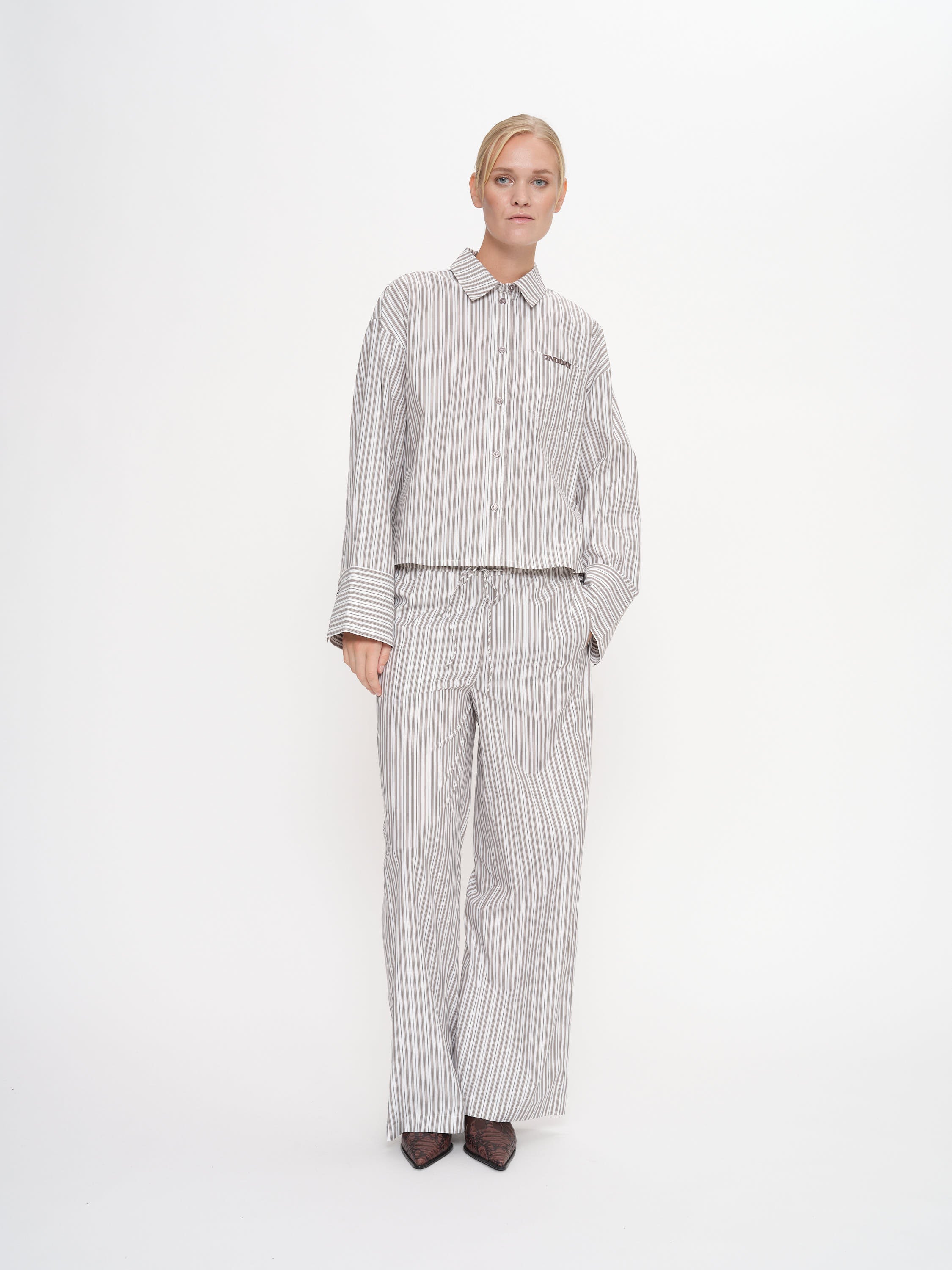 2NDDAY 2ND Clarin - Cotton Stripes Shirts & Blouses 420147 Walnut Stripe