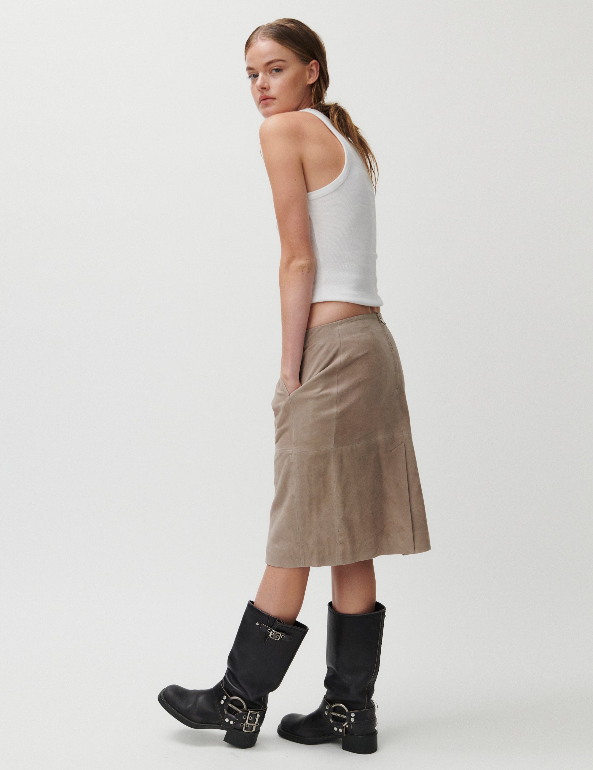 2NDDAY 2ND Jayan - Suede Skirt 170808 Taupe Gray