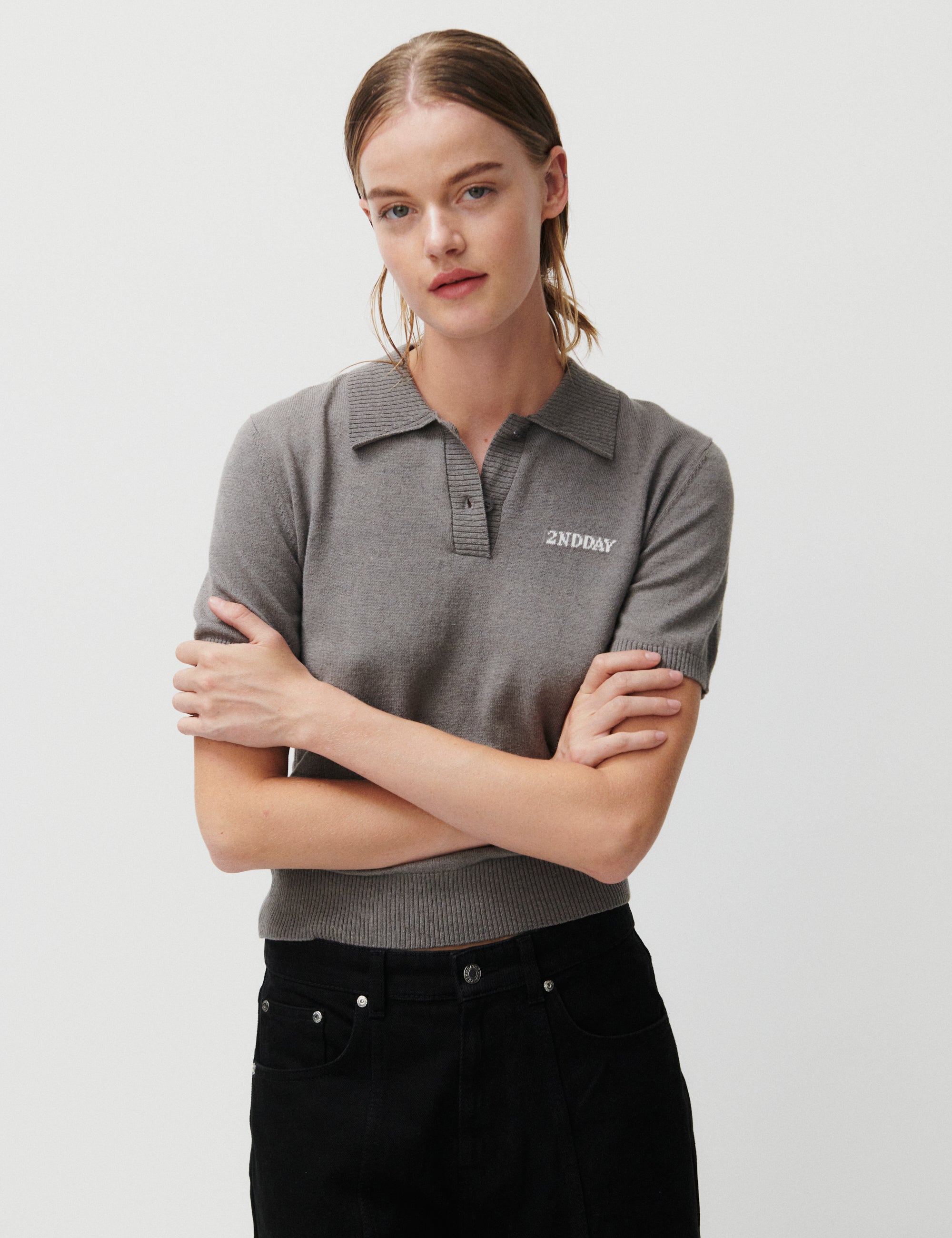 2NDDAY 2ND Jean - Soft Wool Blend Tops & T-Shirts 180403 Dark Gull Gray