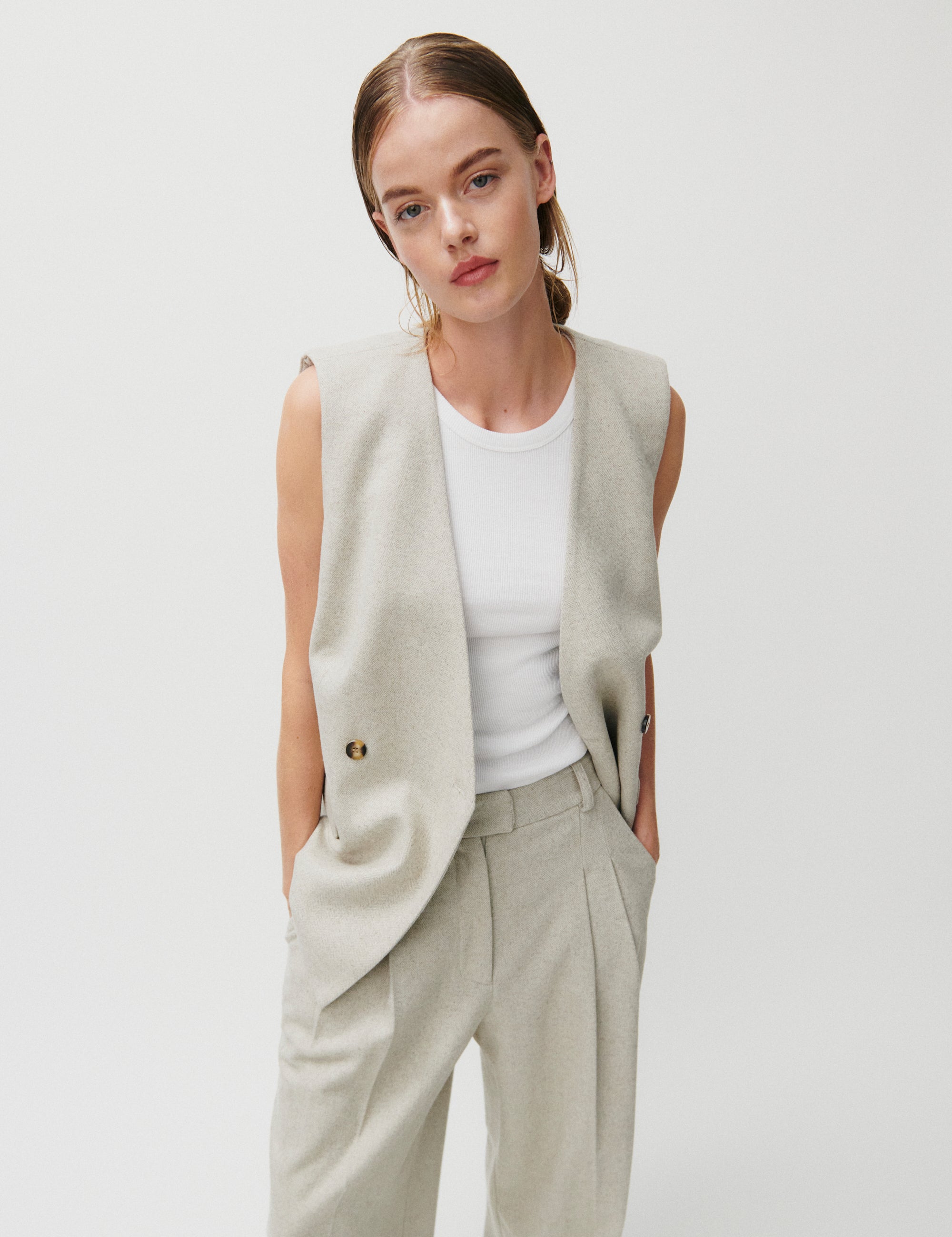 2NDDAY 2ND Jules - Herringbone suiting Waistcoat 161305 String