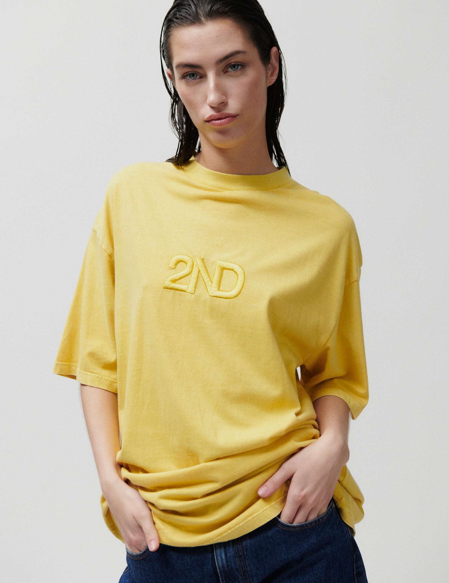 2NDDAY 2ND Ken TT - Overwashed Jersey Tops & T-Shirts 140952 Spicy Mustard