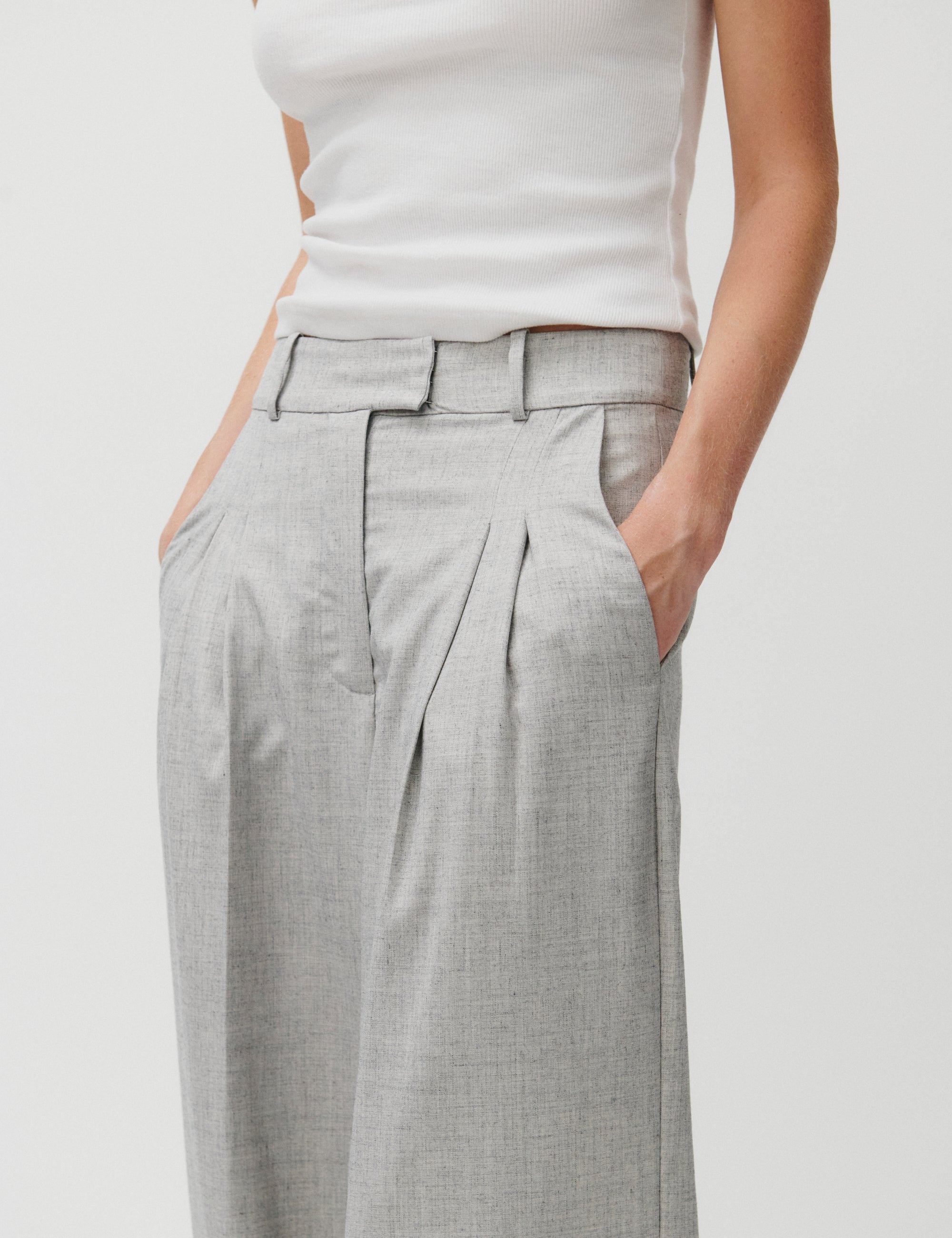 2NDDAY 2ND Mylos - Grey Suiting Pants 154101 High-rise