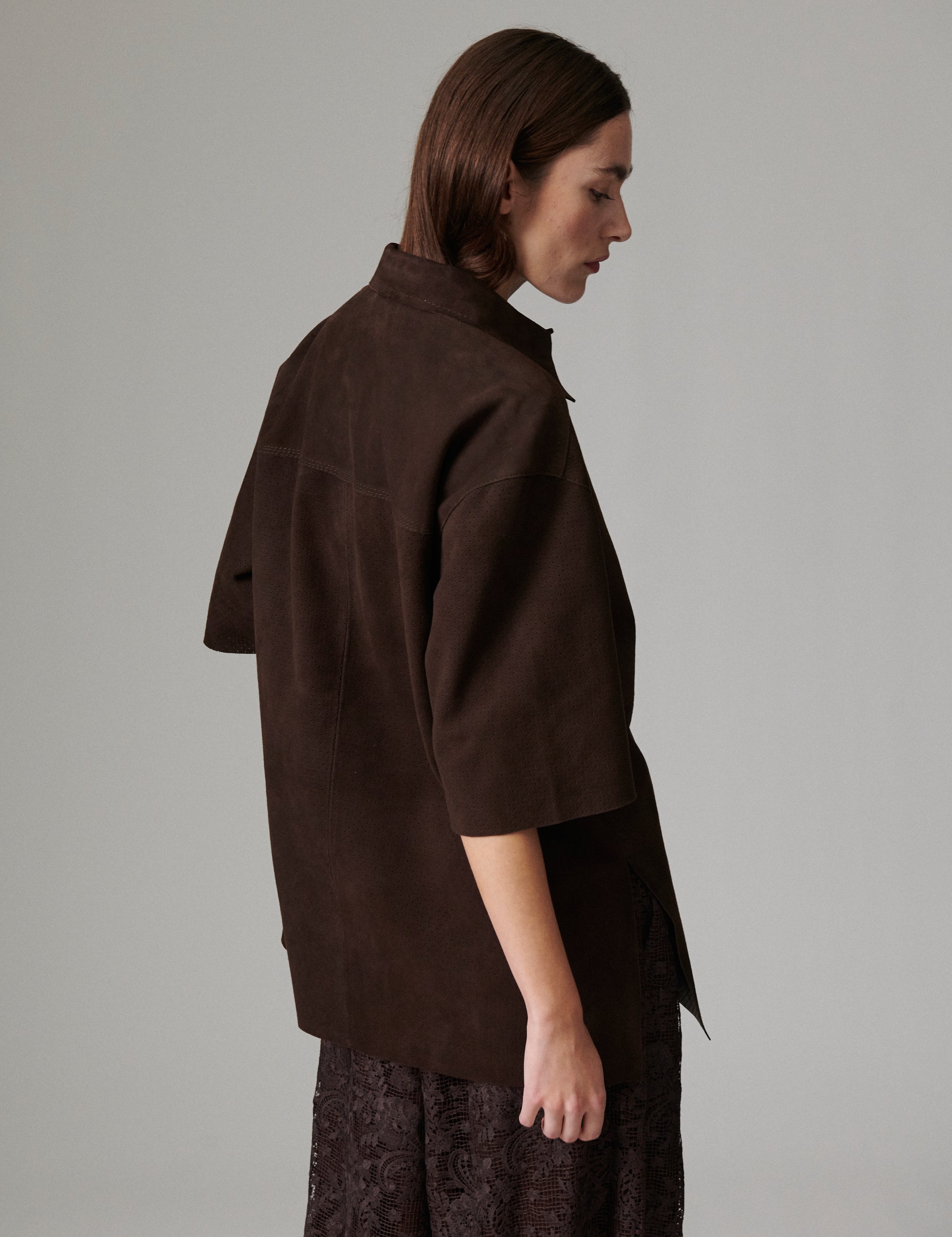 DAY Birger ét Mikkelsen Aladdin - Perforated Light Suede - Shirt Shirt 190915 Coffee Bean