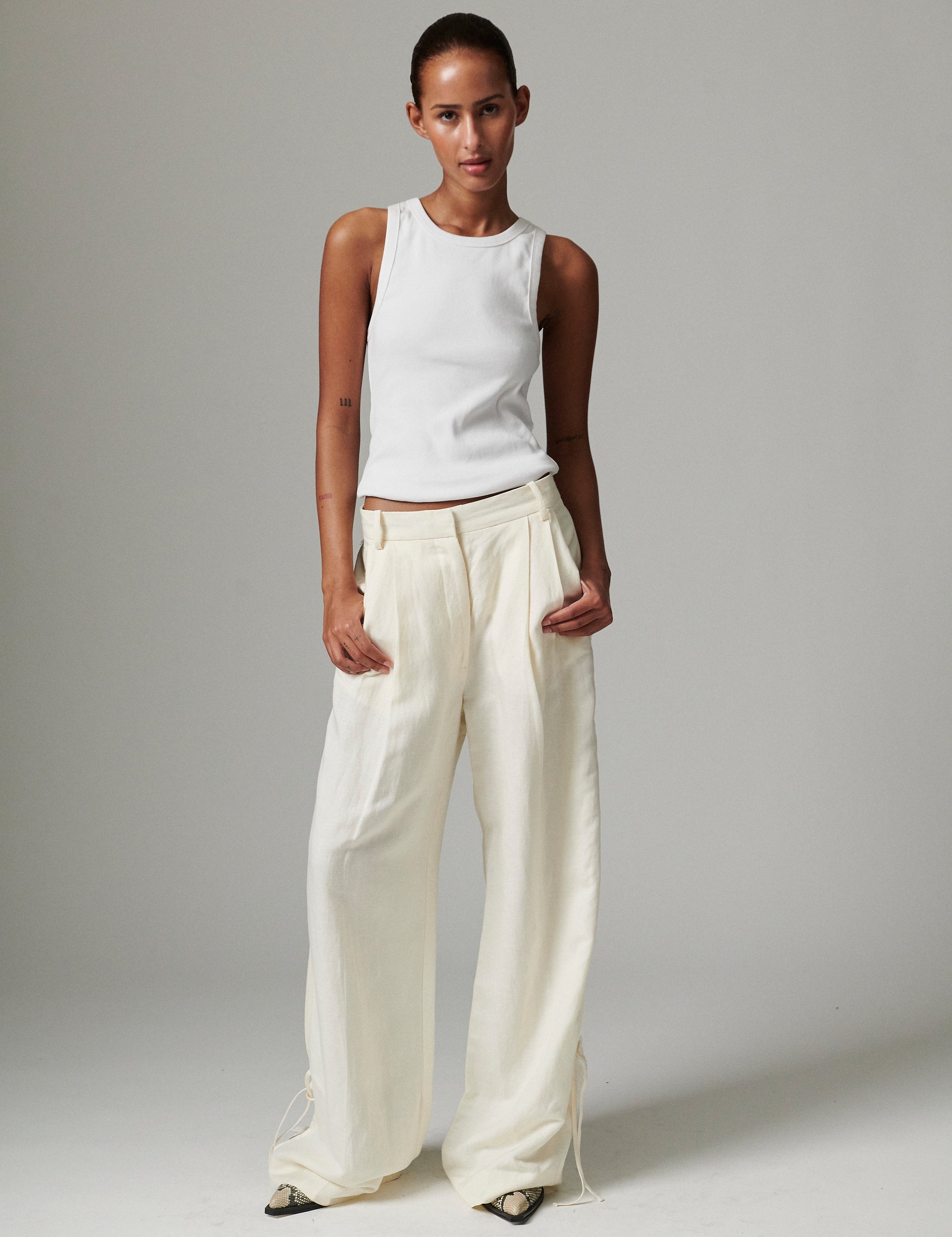 DAY Birger ét Mikkelsen Belle - Contrast Linen Pants 110605 JET STREAM
