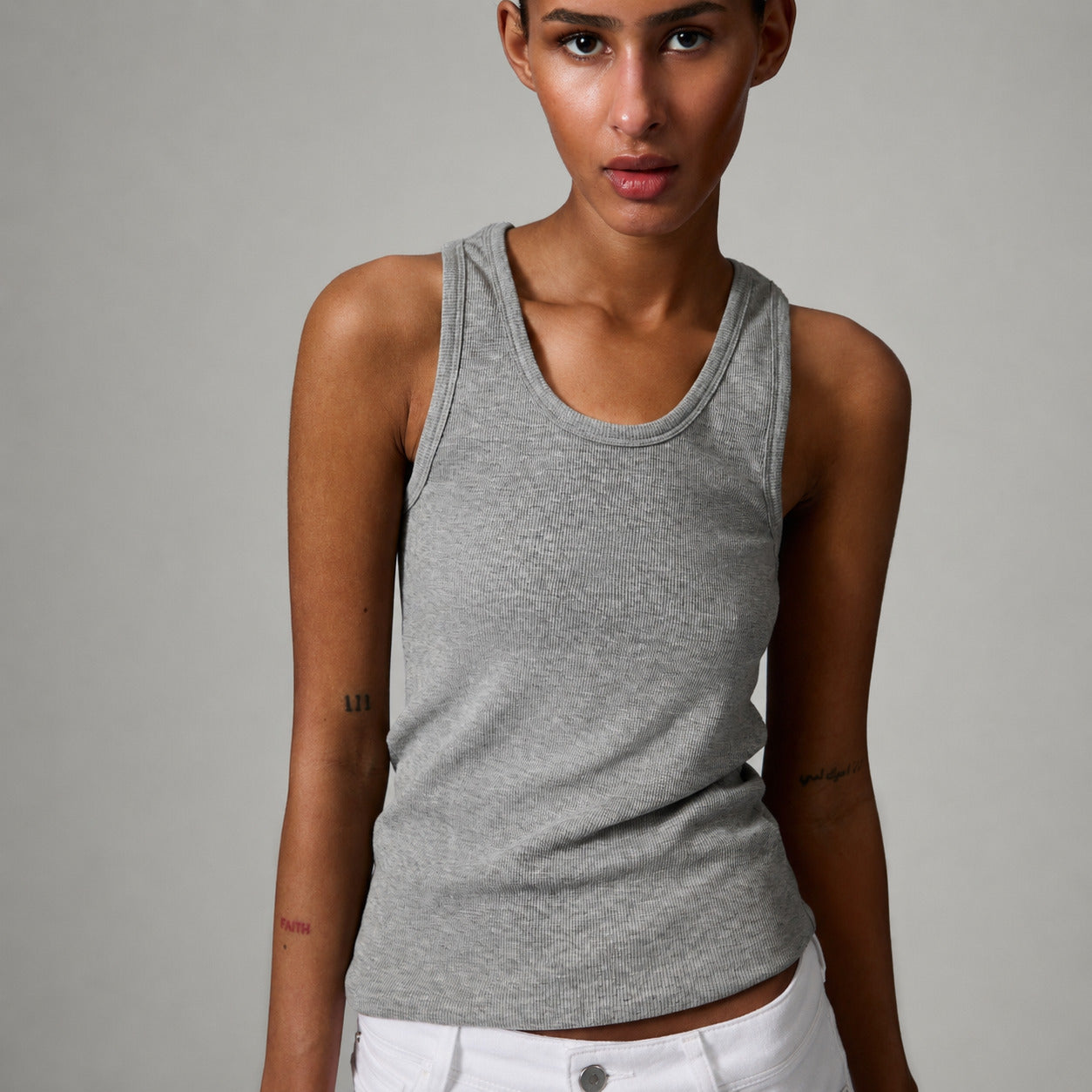 DAY Birger ét Mikkelsen Camilo - Classic Rib - Top Top 500036 Light Grey Melange