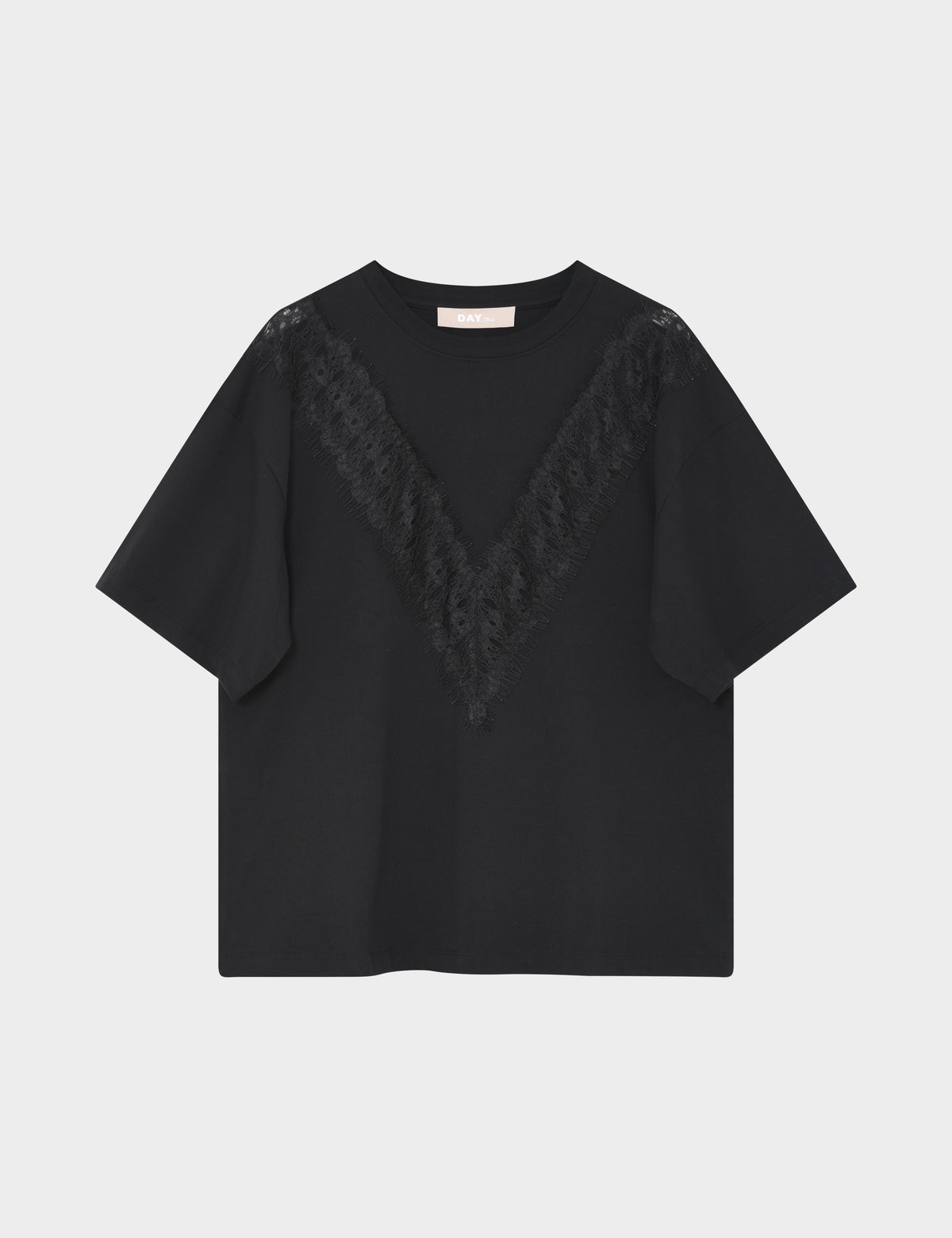 DAY Birger ét Mikkelsen DAYDrewa Lace - Heavy Jersey - T-shirt T-shirt 190303 Black