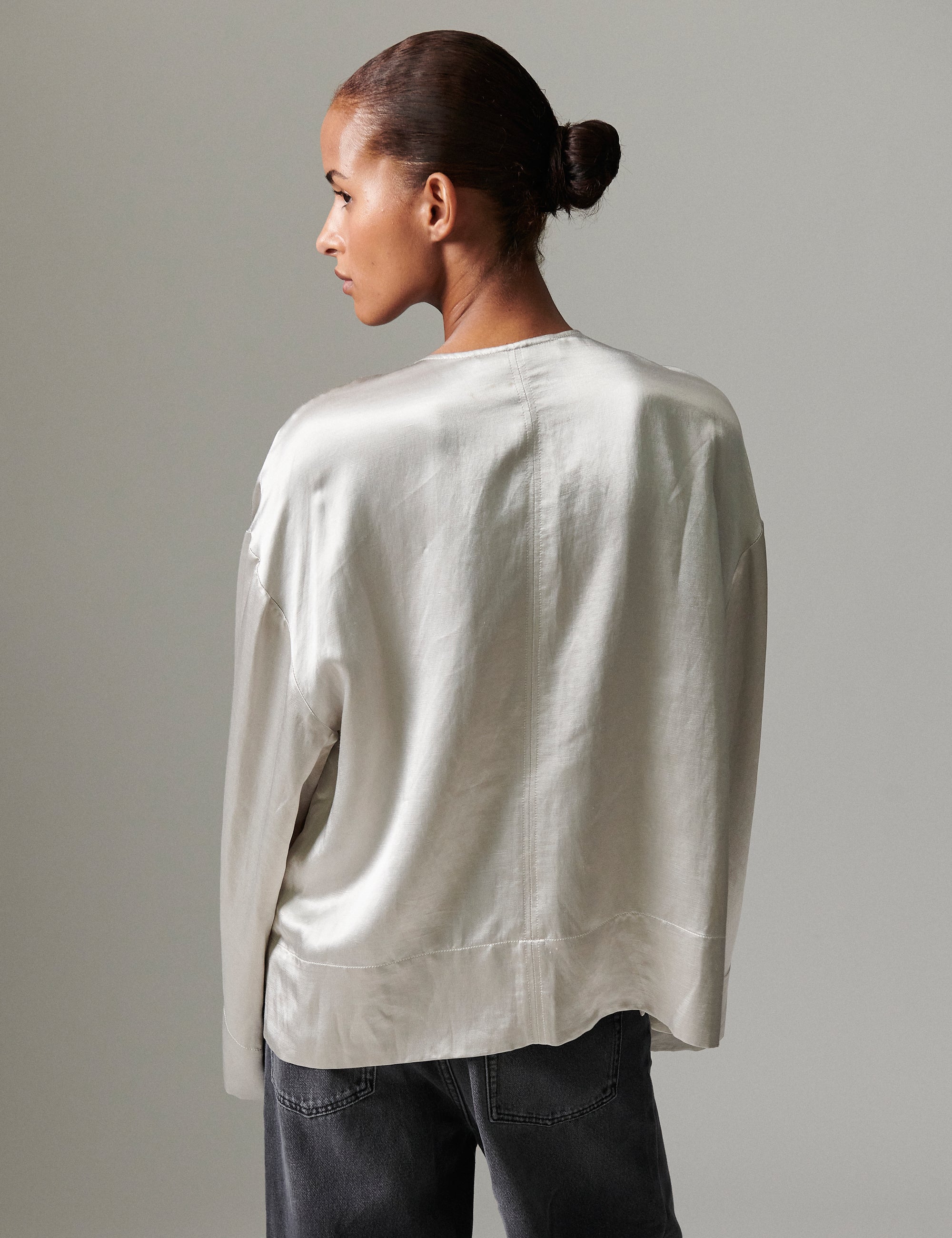 DAY Birger ét Mikkelsen Davies - High shine blend Shirts & Blouses 144102 GLACIER GREY