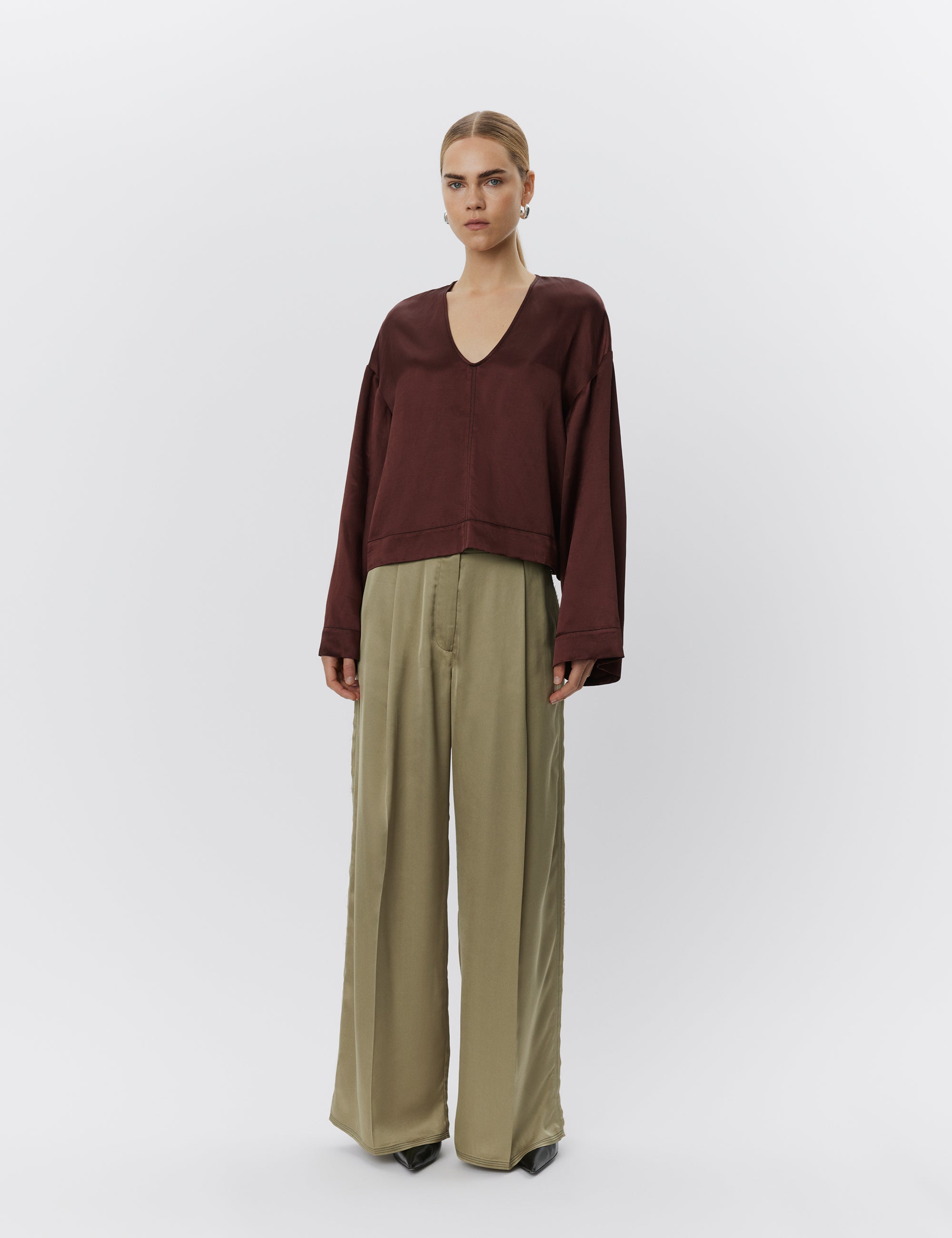 DAY Birger ét Mikkelsen Fisher - Fluid Viscose Pants 500147 SAGE KHAKI