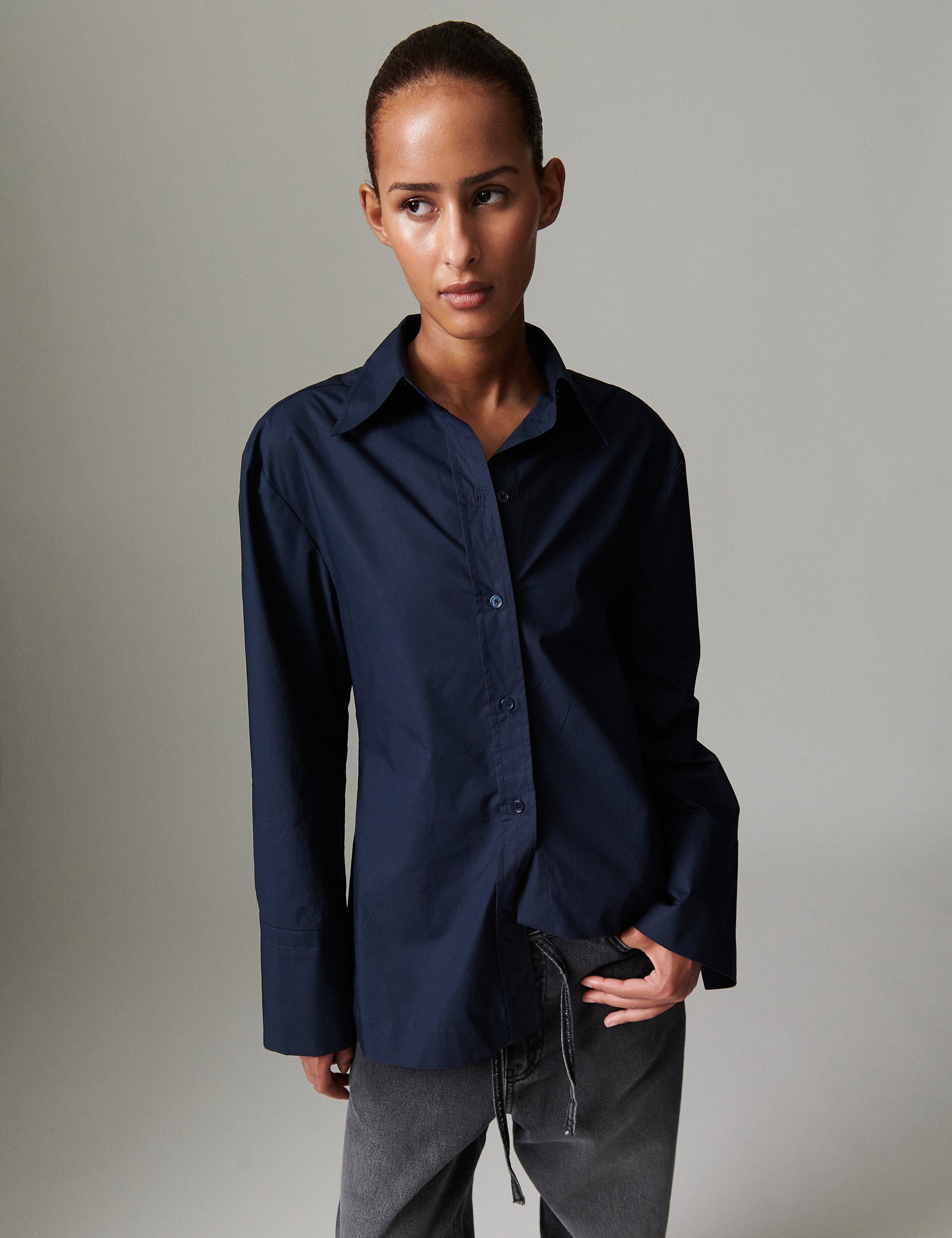 DAY Birger ét Mikkelsen Hooper - Solid cotton Shirts & Blouses 194020 DARK SAPPHIRE.