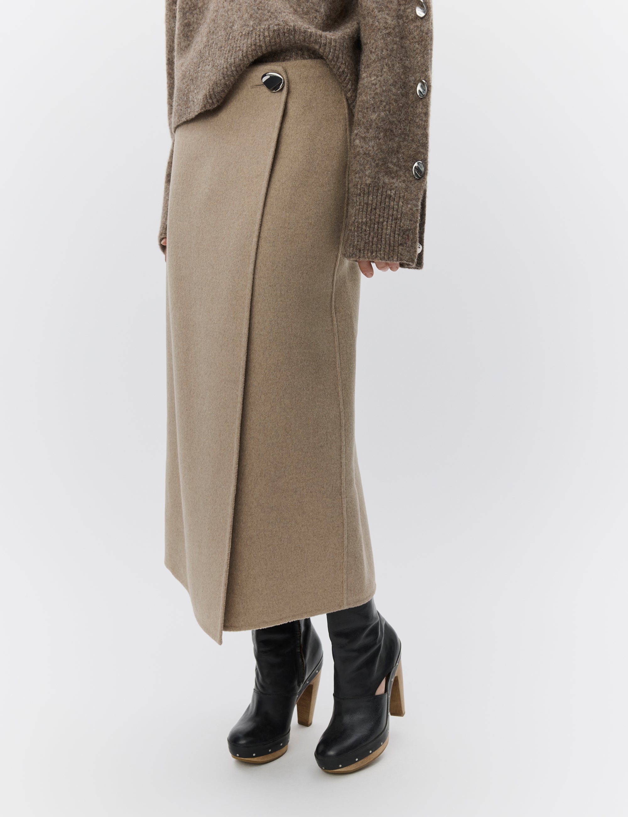 DAY Birger ét Mikkelsen Pepper - Double Faced Wool Skirt 500001 BEIGE MELANGE