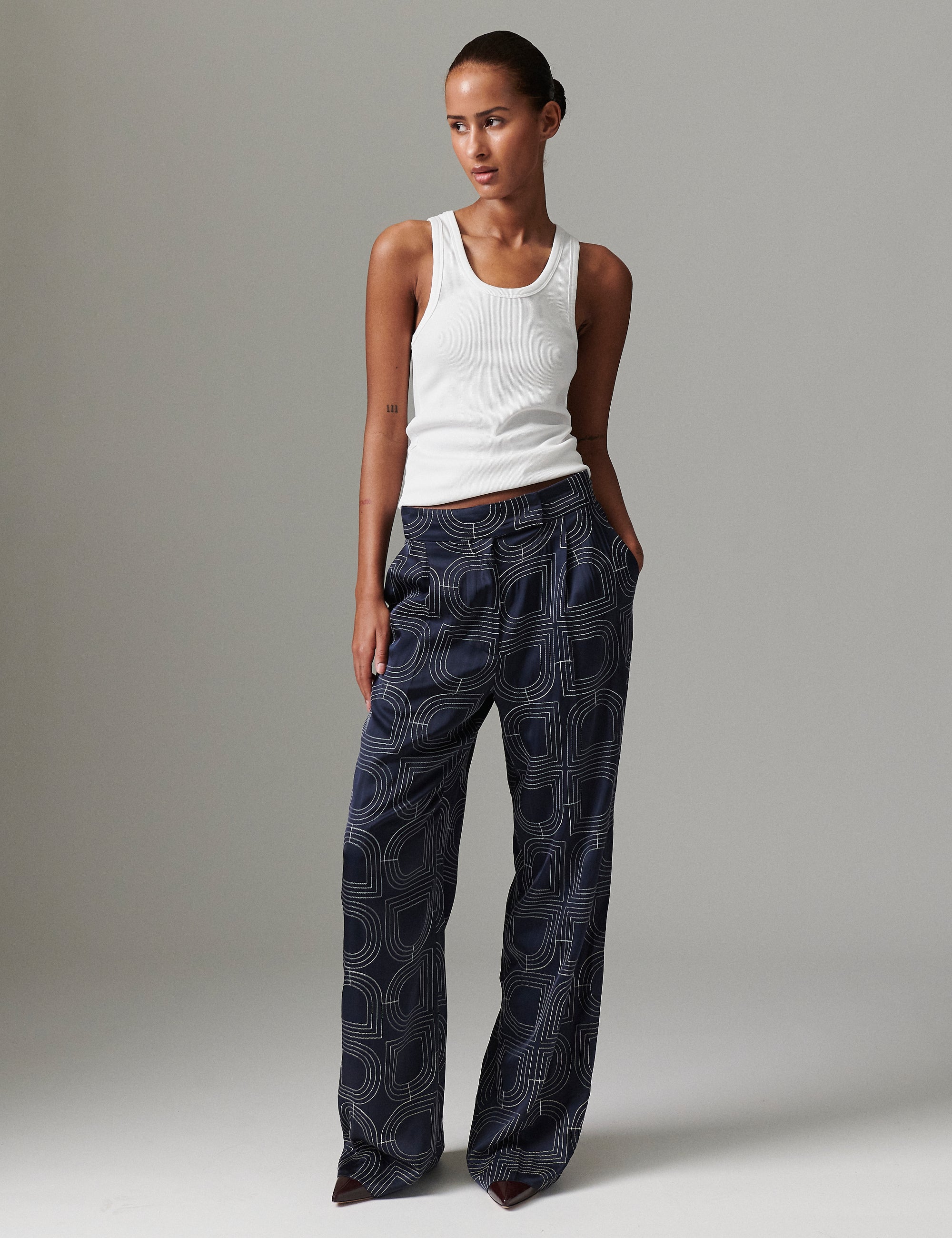 DAY Birger ét Mikkelsen Phoebe - Fluid Viscose Stitch Pants 194020 DARK SAPPHIRE.