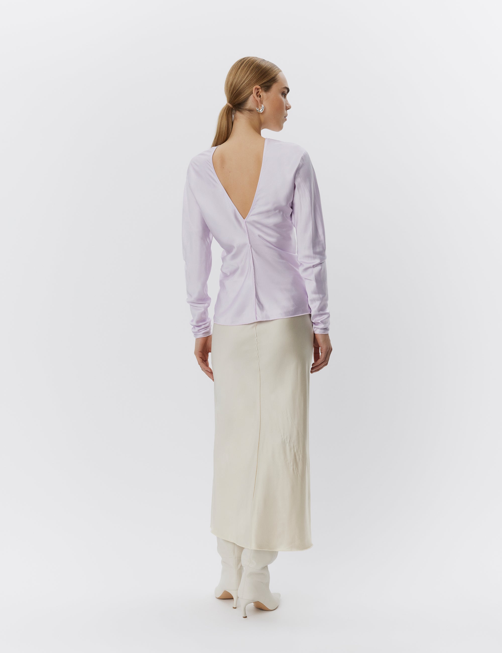 DAY Birger ét Mikkelsen Pine - Viscose Sateen Stretch Skirt 120110 PISTACHIO SHELL.