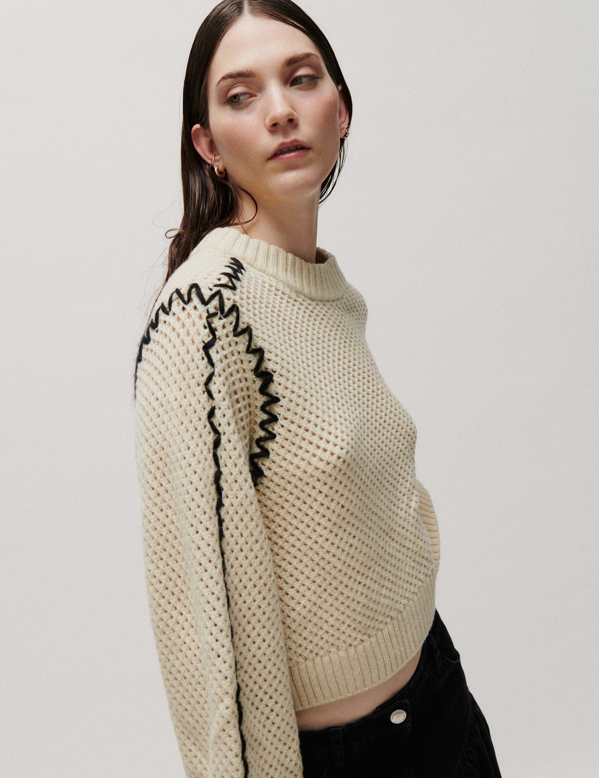 2NDDAY 2NDMarlet - Open Knit Pullover 124301 ALMOND MILK