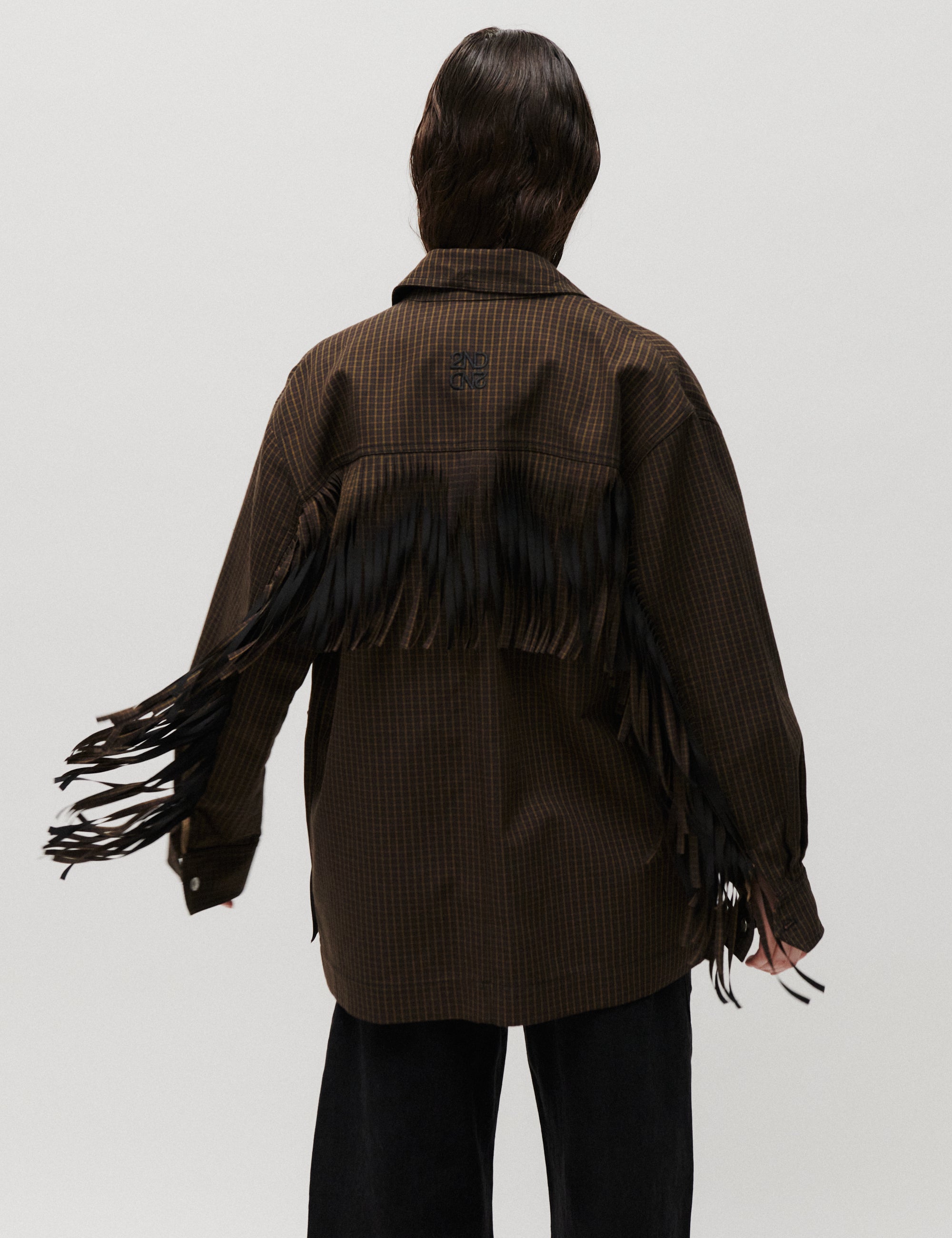 2NDDAY 2ND Brucina - Check Fringe - Jacket Jacket 181022 ERMINE