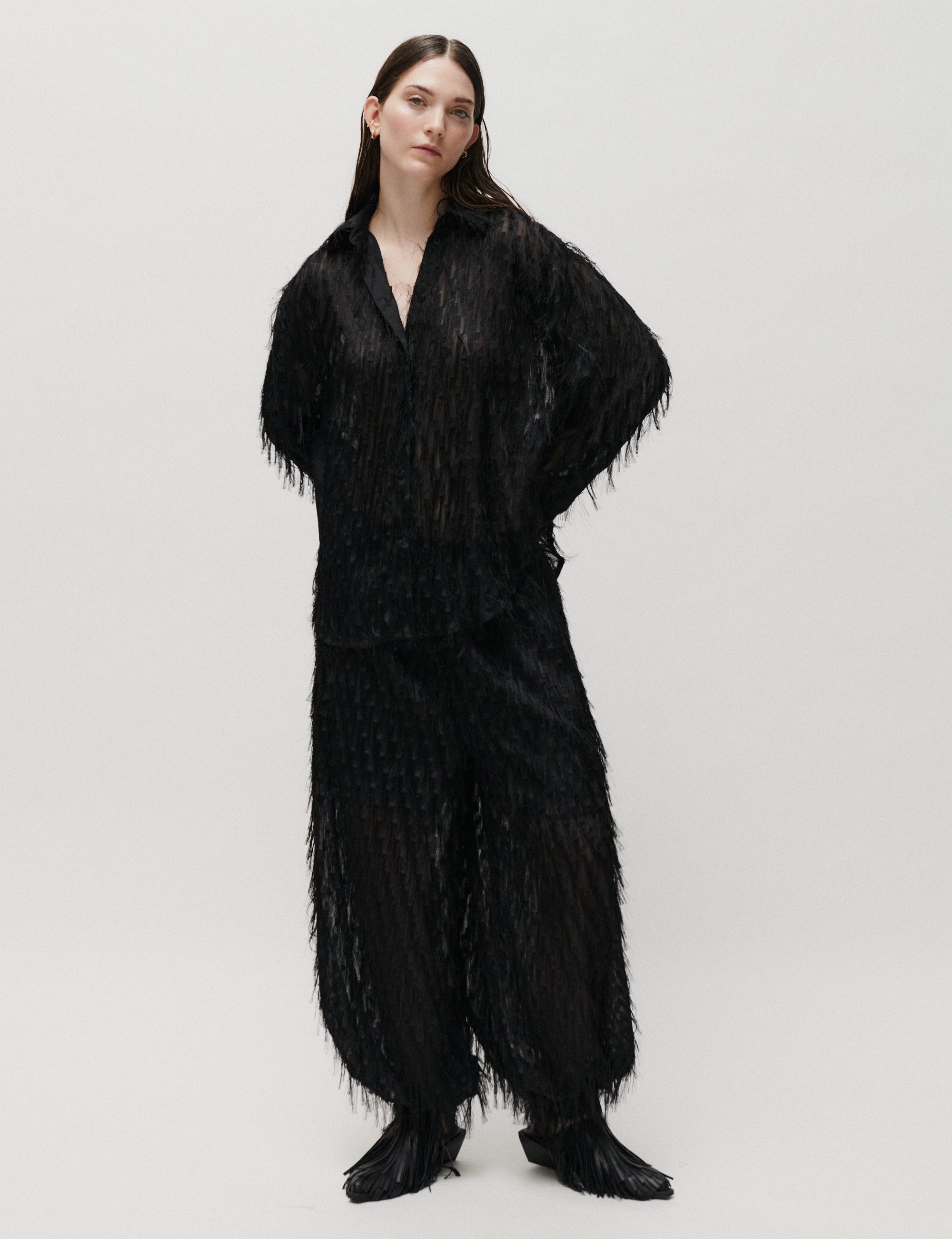 2NDDAY 2ND Caleb - Textured Fringe - Pants Pants 190303 Black