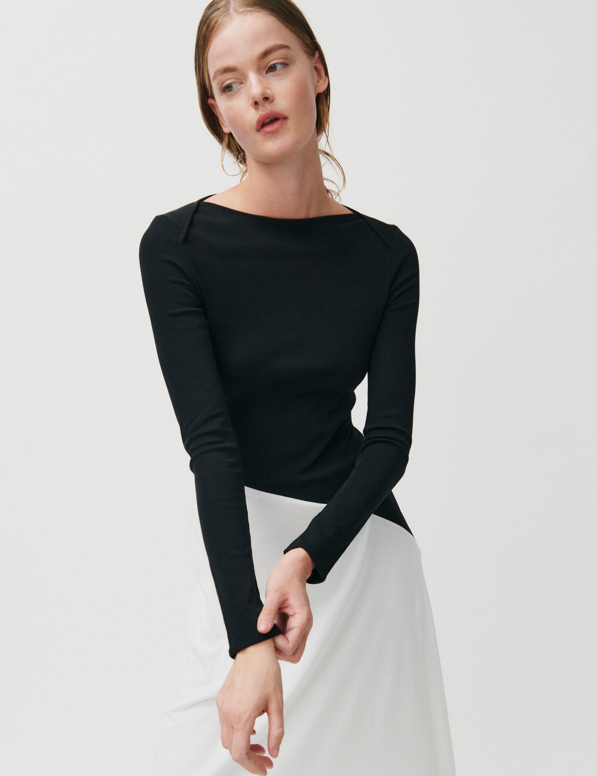 2NDDAY 2ND Carmen - Cotton Jersey Mix Dress 190303 Black