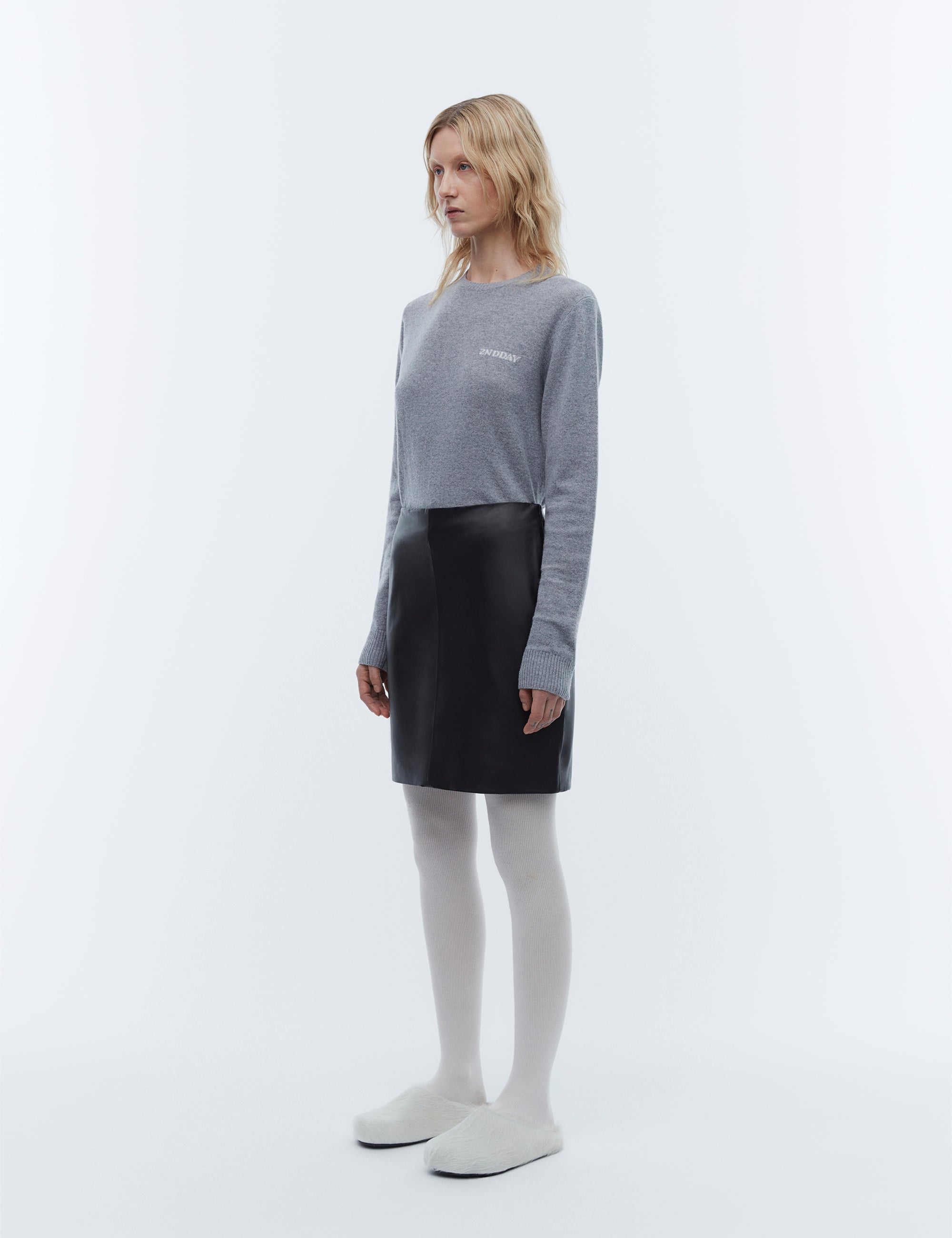 2NDDAY 2ND Ceciliana - Classic Leather Skirt 194008 Meteorite (Black)