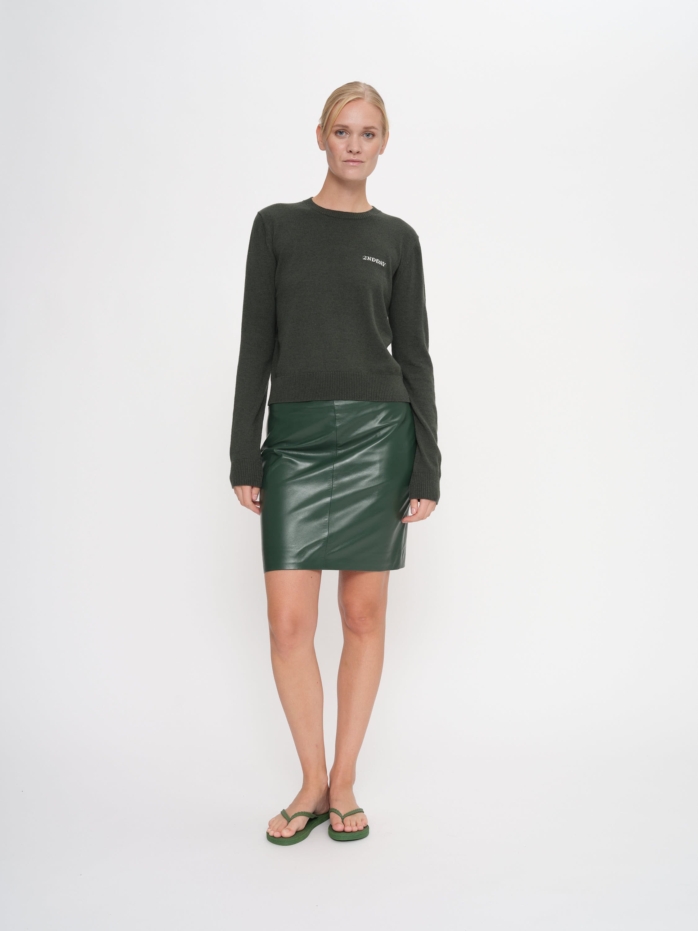 2NDDAY 2ND Ceciliana - Classic Leather Skirt 195914 Jungle Green