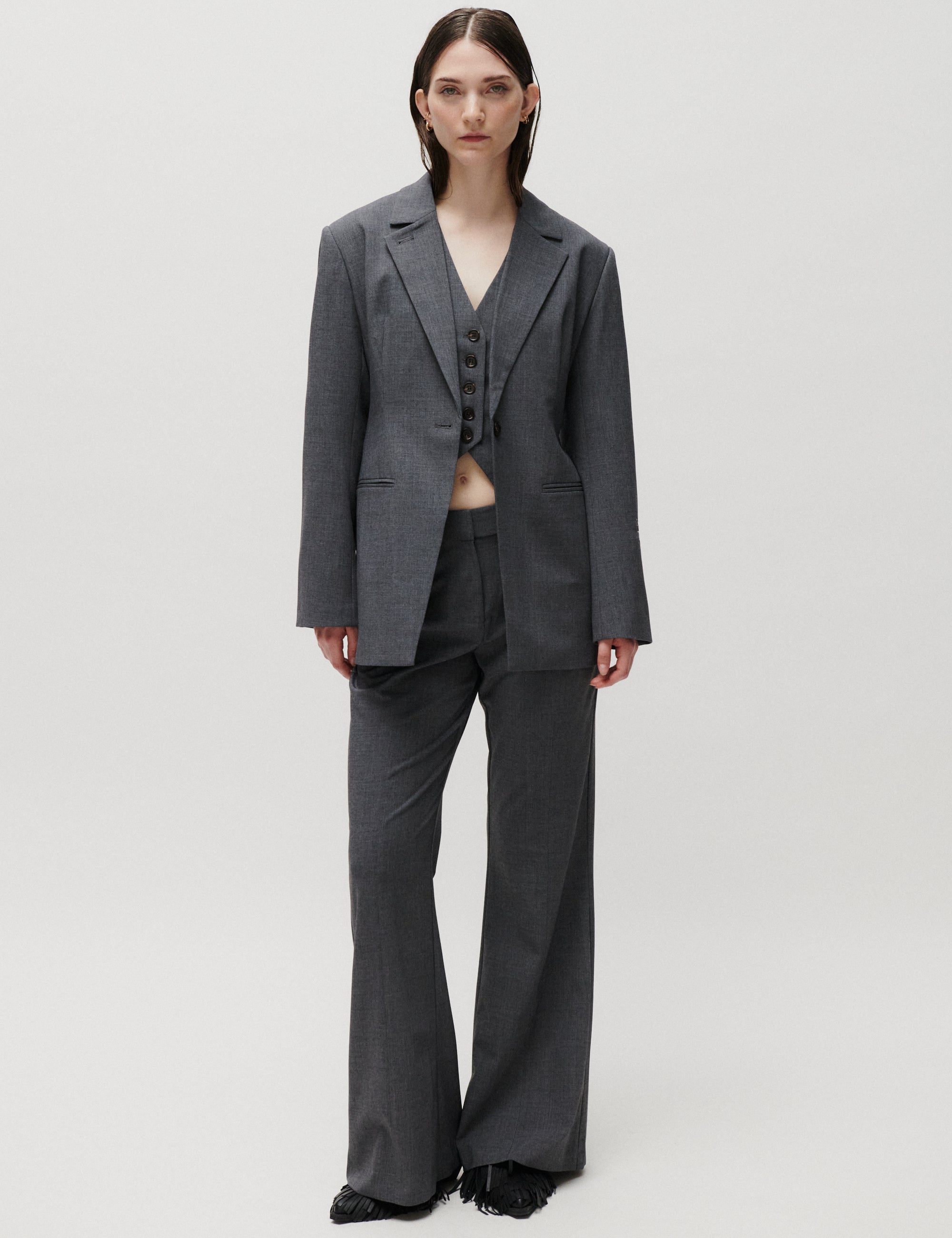 2NDDAY 2ND Hattoria - Melange Suiting Pants 420129 Light Grey Melange