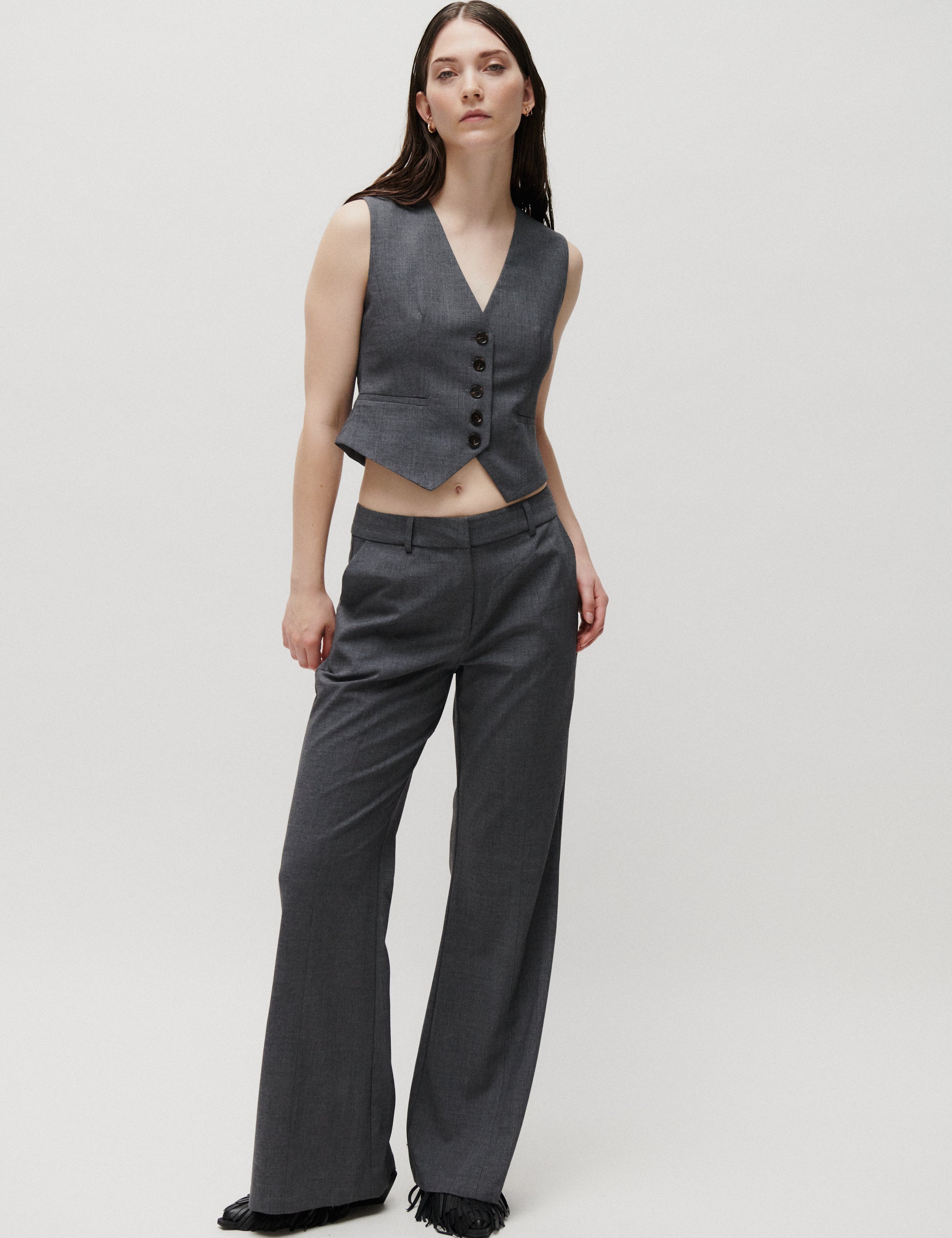2NDDAY 2ND Hattoria - Melange Suiting Pants 420129 Light Grey Melange