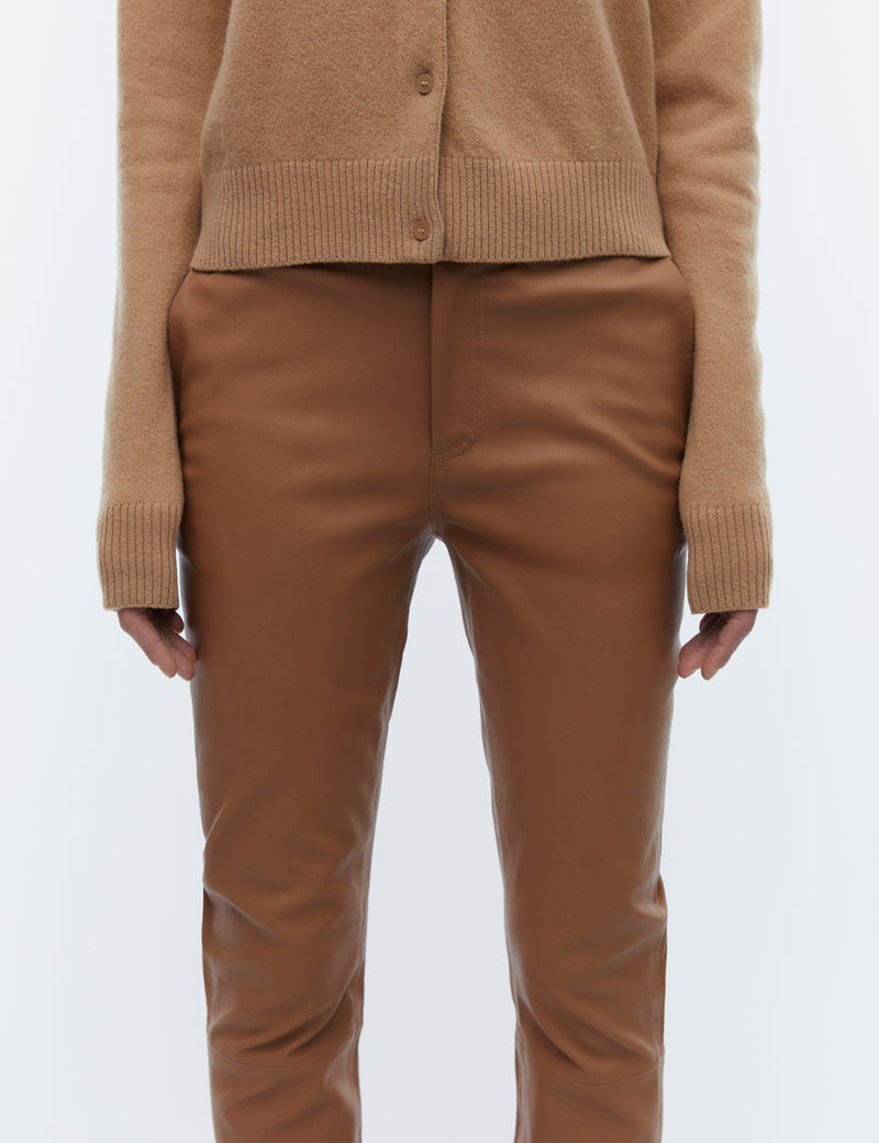 2NDDAY 2ND Leya - Refined Stretch Leather Pants Tobacco Brown 171327