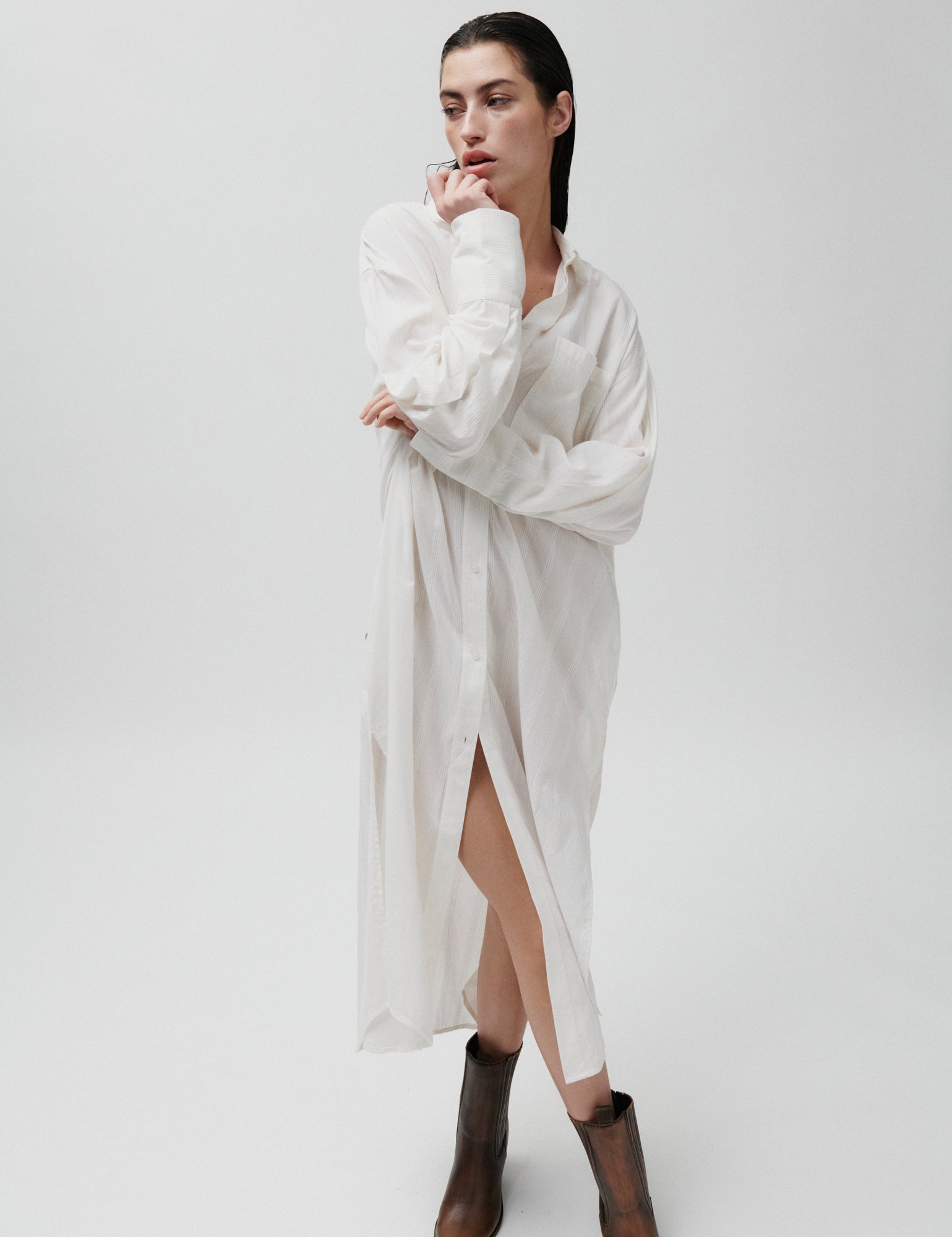 2NDDAY 2ND Maddy - Crispy Cotton Stripe Dress 111001 WHITE ALYSSUM