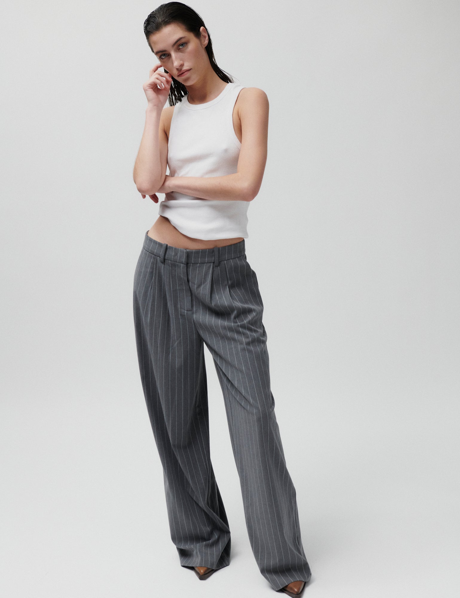 2NDDAY 2ND Mille - Dry pinstripe Pants 171115 PETRIFIED OAK