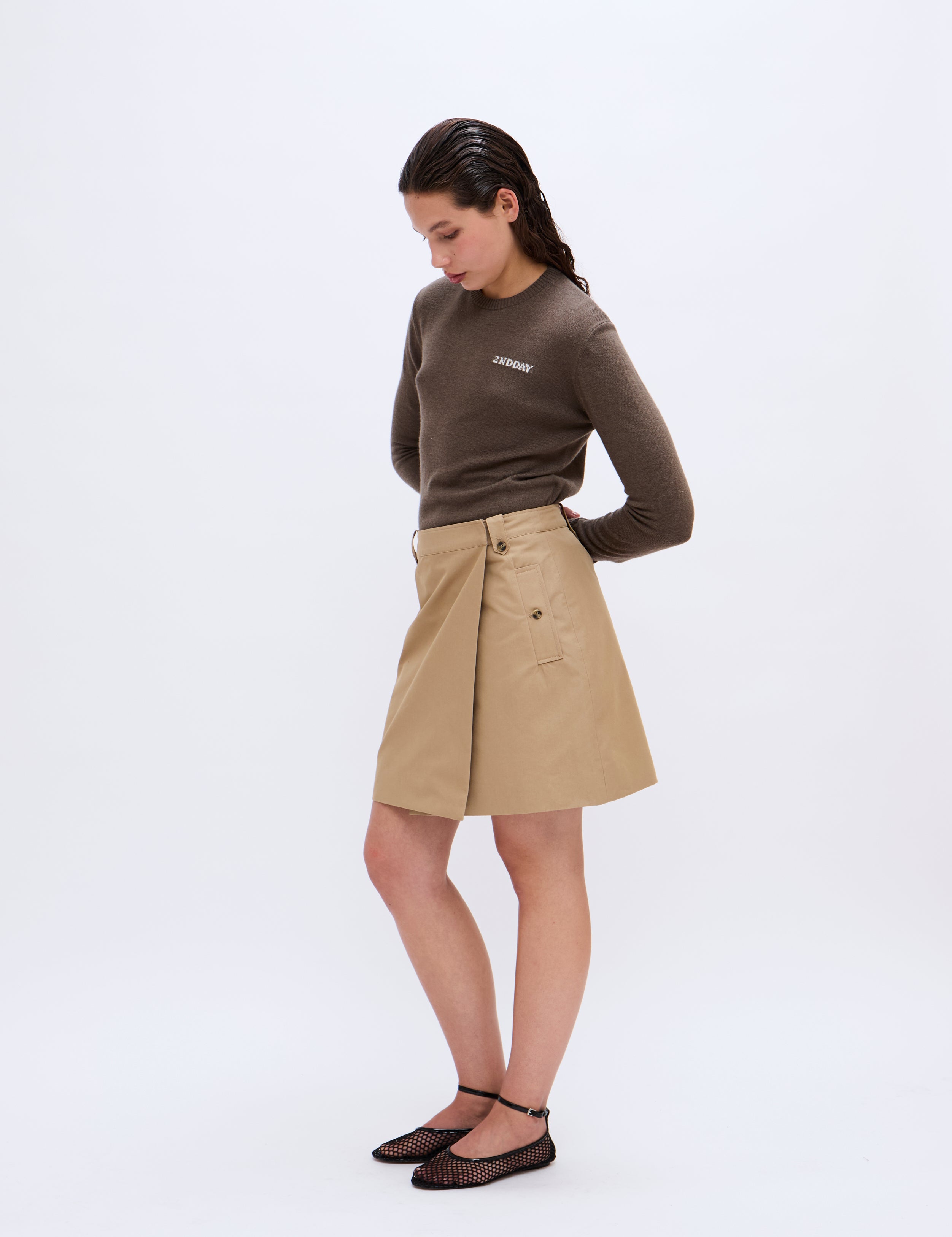 2NDDAY 2ND Sierron - Firm Cotton Skirt 171022 Kelp