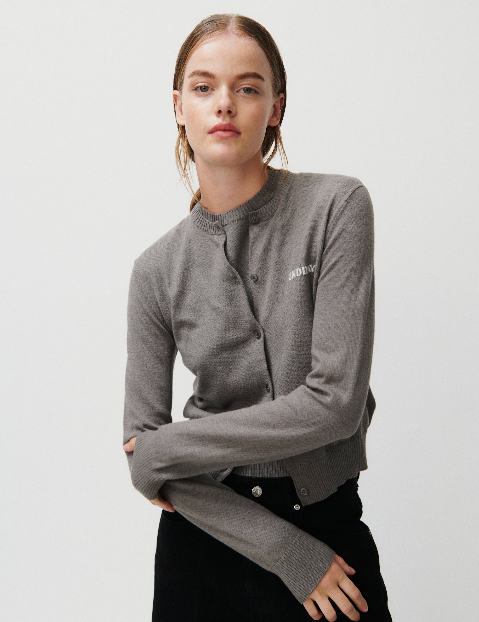 2NDDAY 2ND Vinny - Soft Wool Blend Cardigan 180403 Dark Gull Gray