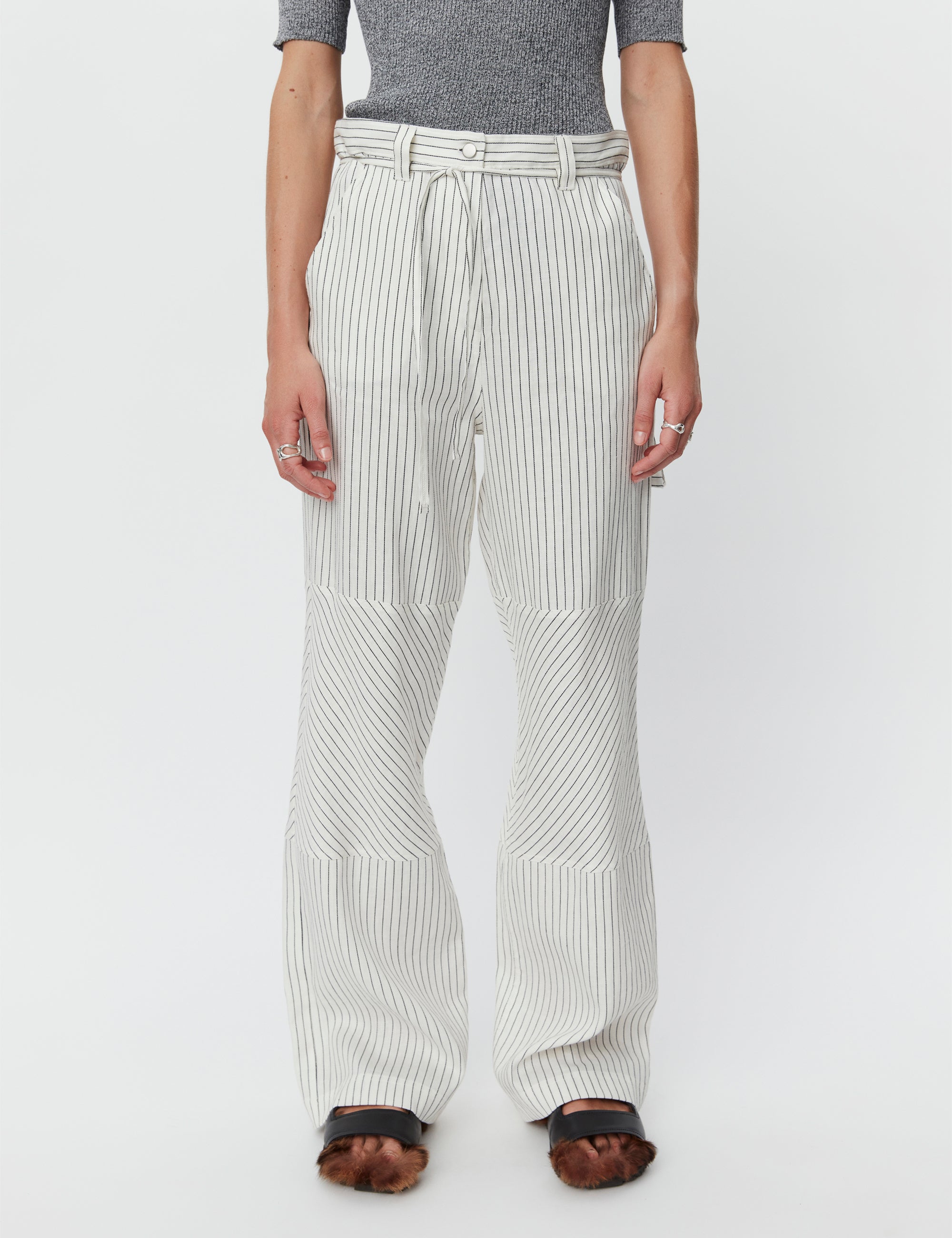 DAY Birger ét Mikkelsen Culkin - Cozy Linen Stripe Pants 190303 BLACK