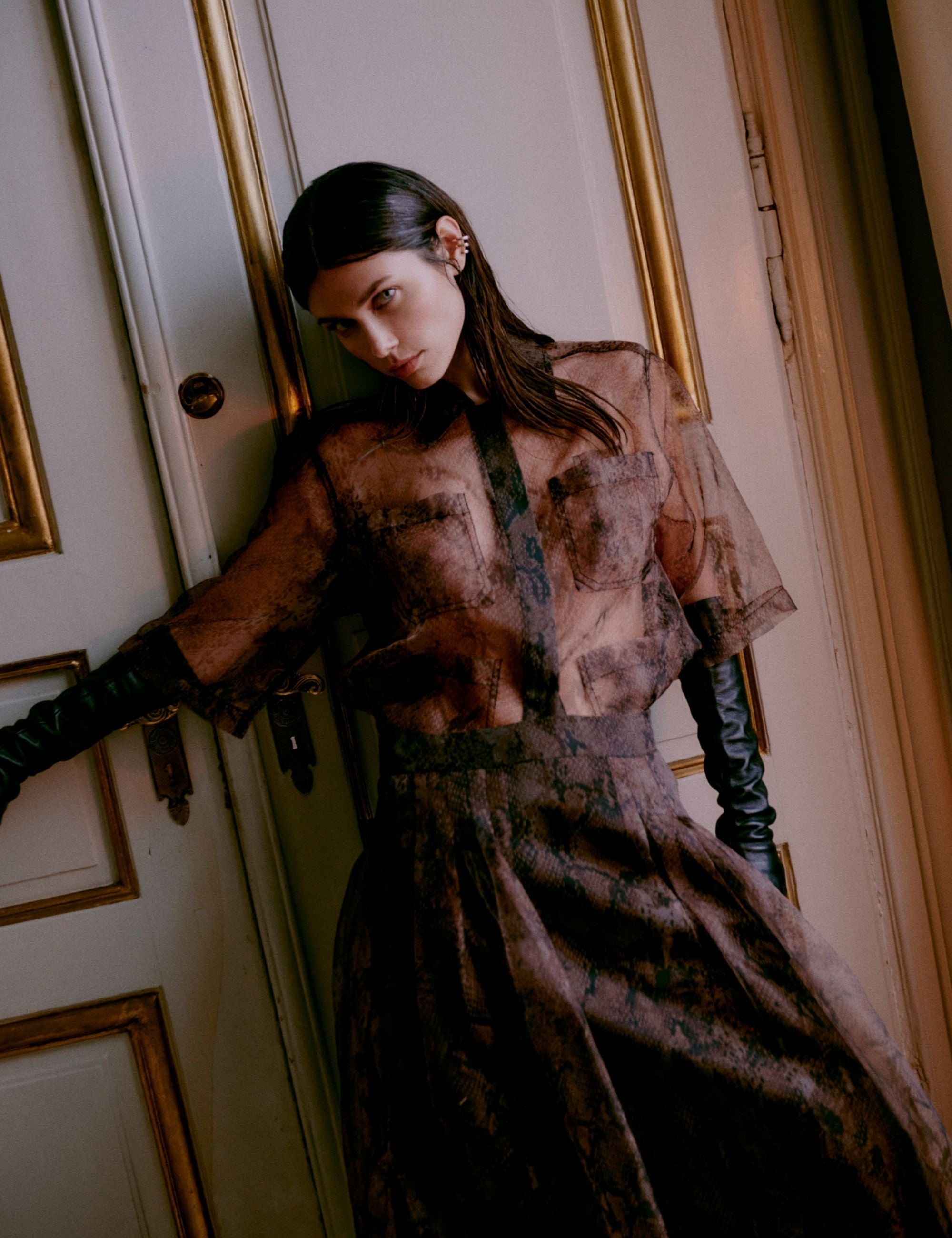 DAY Birger ét Mikkelsen DAYMina - Organza - Shirt Shirt BROWN SNAKEY