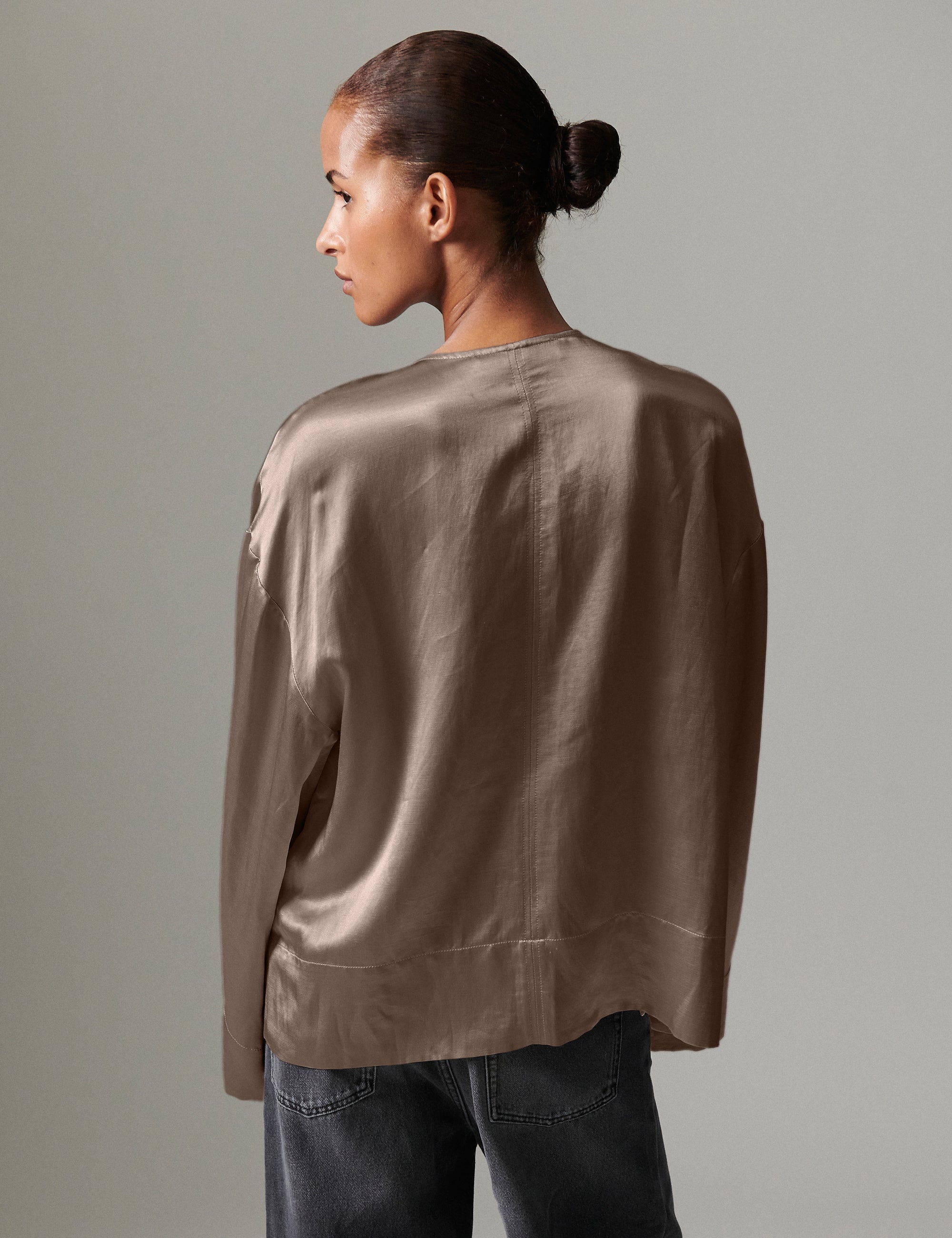 DAY Birger ét Mikkelsen Davies - High shine blend Shirts & Blouses 190809. CHOCOLATE CHIP