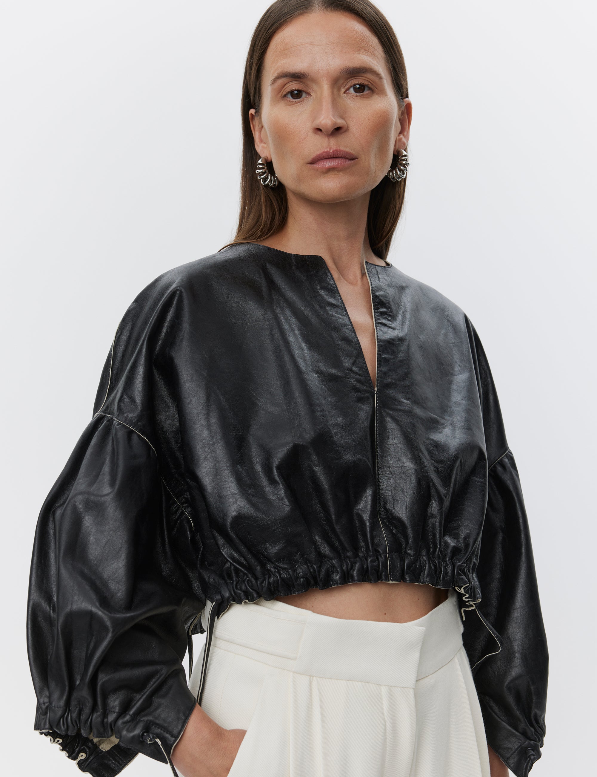 DAY Birger ét Mikkelsen Dorothy - Fine Polished Leather Shirts & Blouses 190303 BLACK