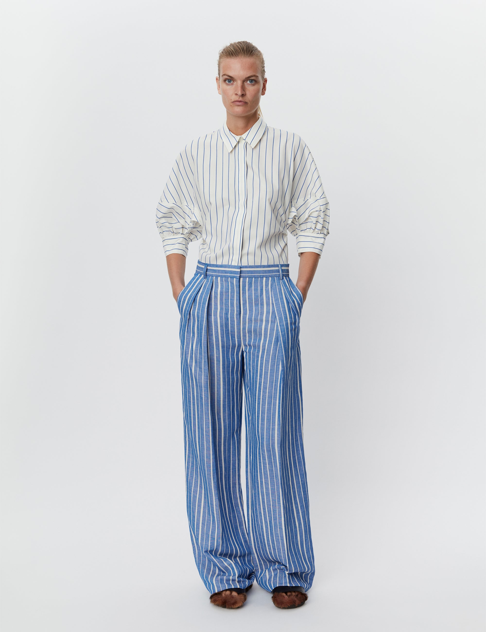 DAY Birger ét Mikkelsen Enzo - Linen Stripe Pants 193952 SURF THE WEB