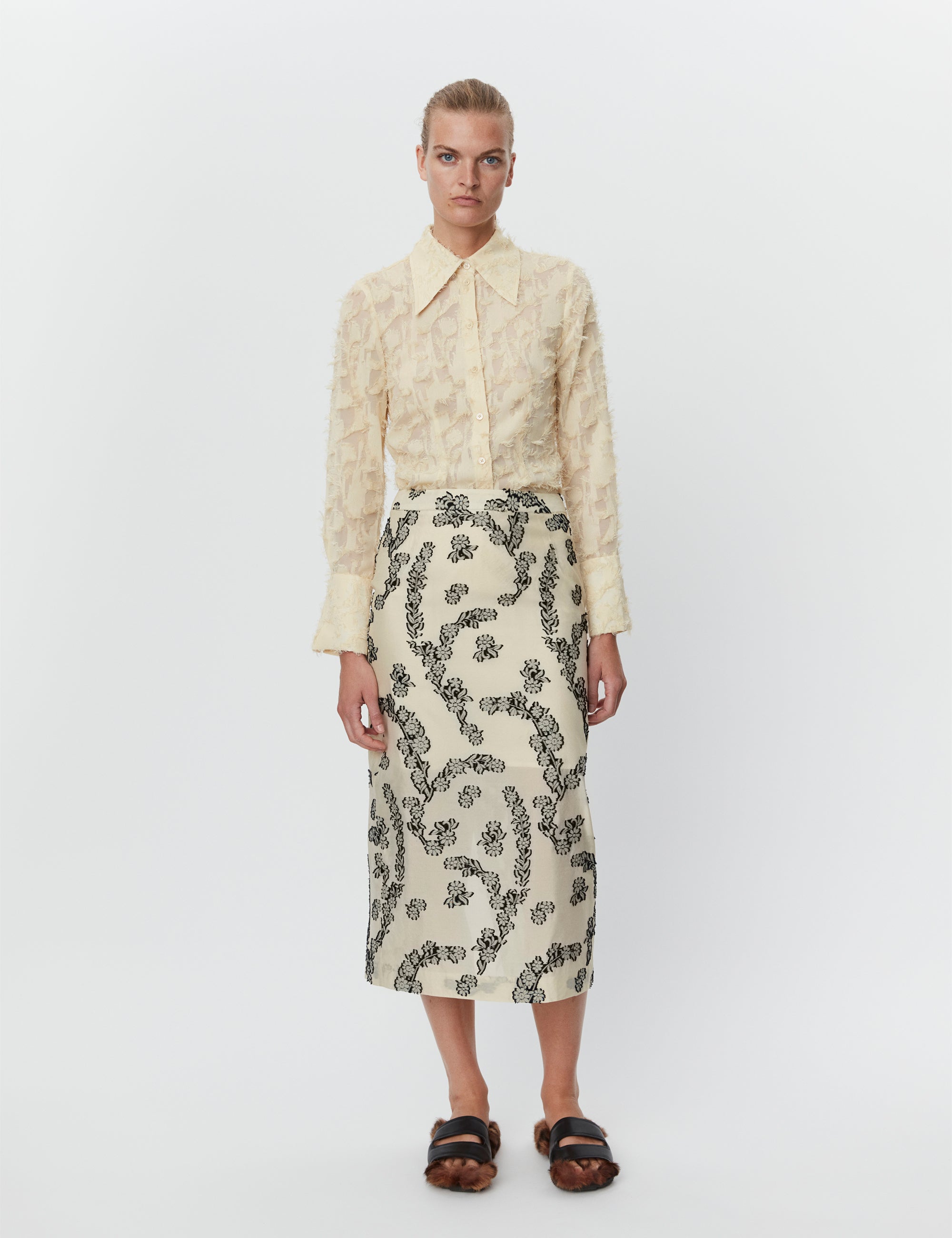 DAY Birger ét Mikkelsen Evanna - Floral Jacquard Skirt 120713 ALMOND OIL