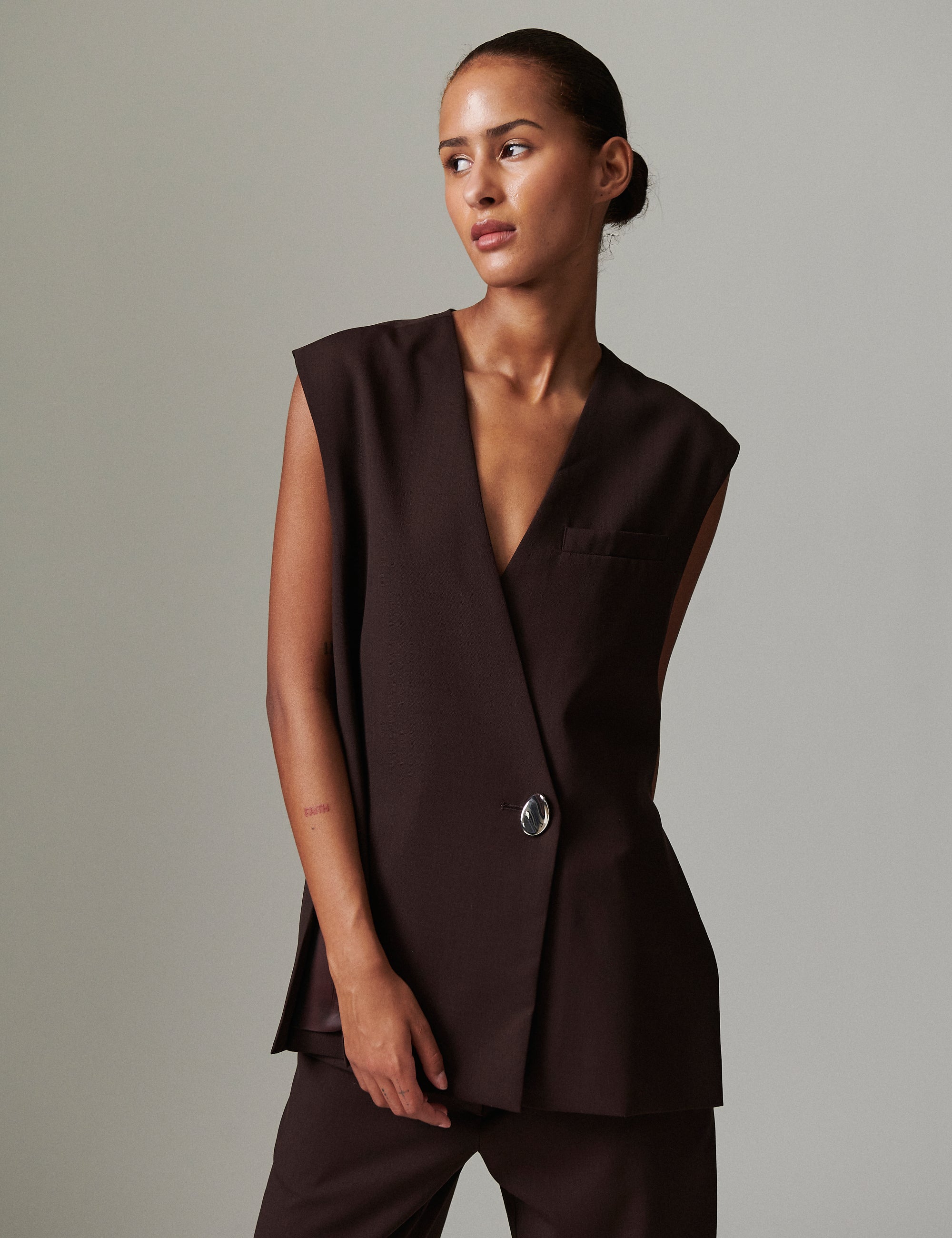 DAY Birger ét Mikkelsen Francine - Light Wool Blend Waistcoat 191110 CHOCOLATE PLUM