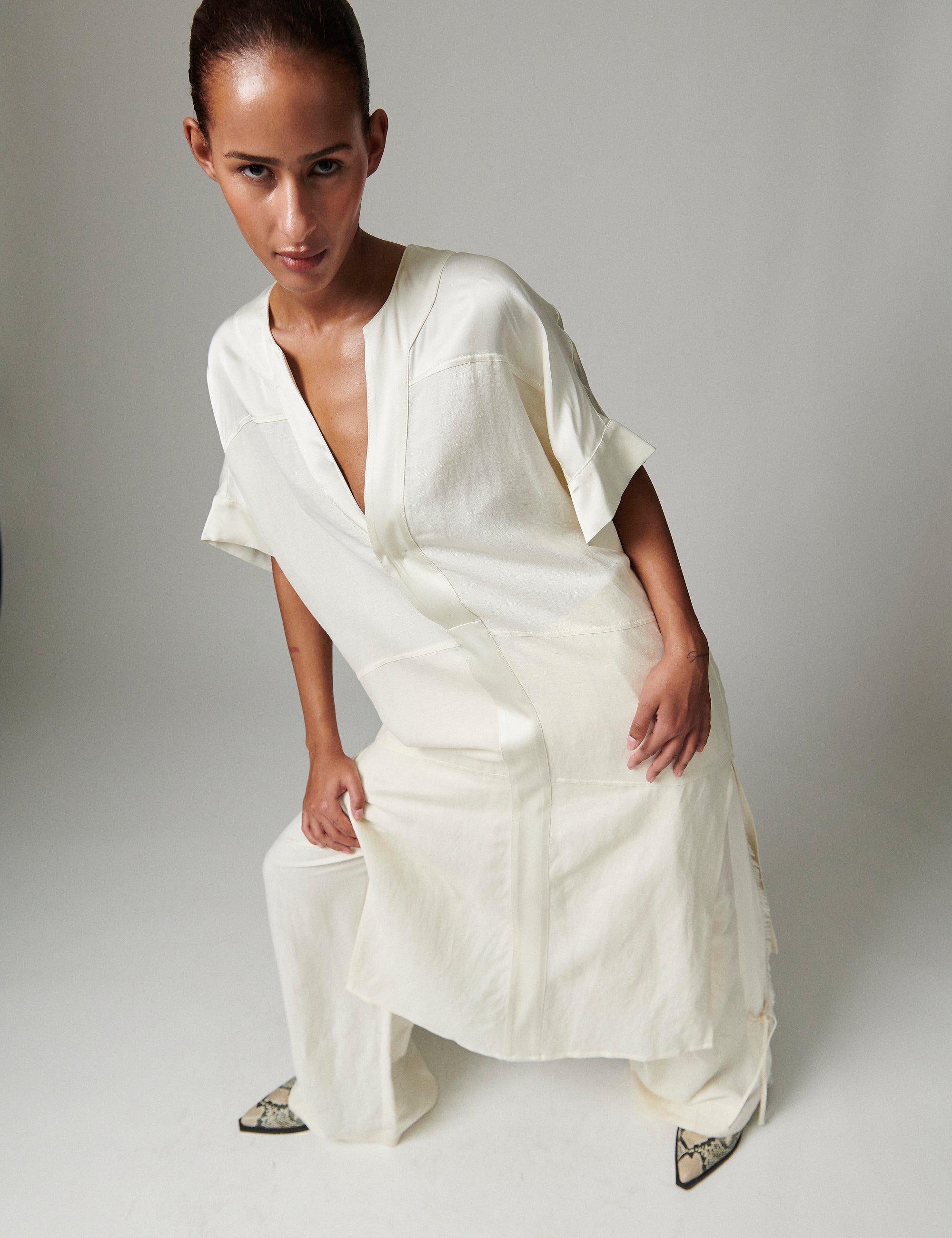 DAY Birger ét Mikkelsen Garson - Contrast Linen Dress 110605 JET STREAM