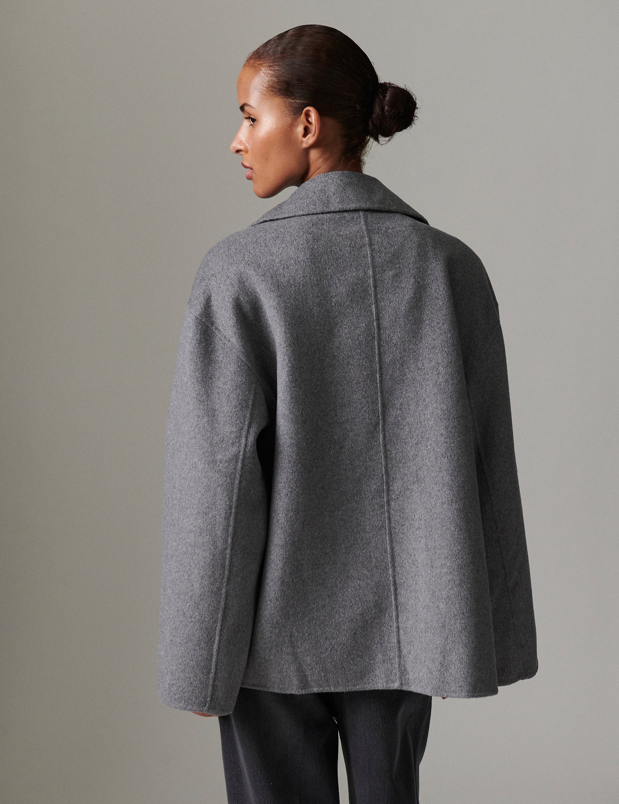 Archive Melange Grey p coat napoleon 短丈 Matteo - Double faced Wool - Medium Grey Melange
