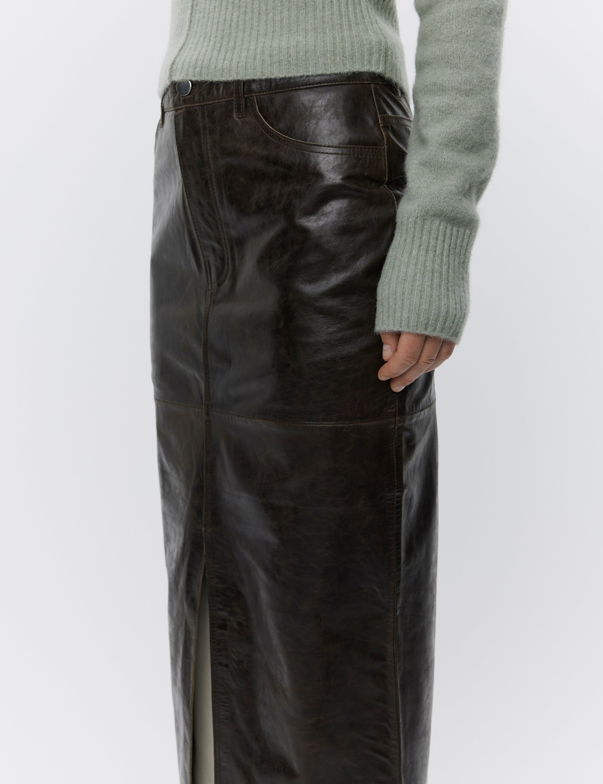 DAY Birger ét Mikkelsen Niki - Polished Leather Skirt 190912 CHOCOLATE BROWN