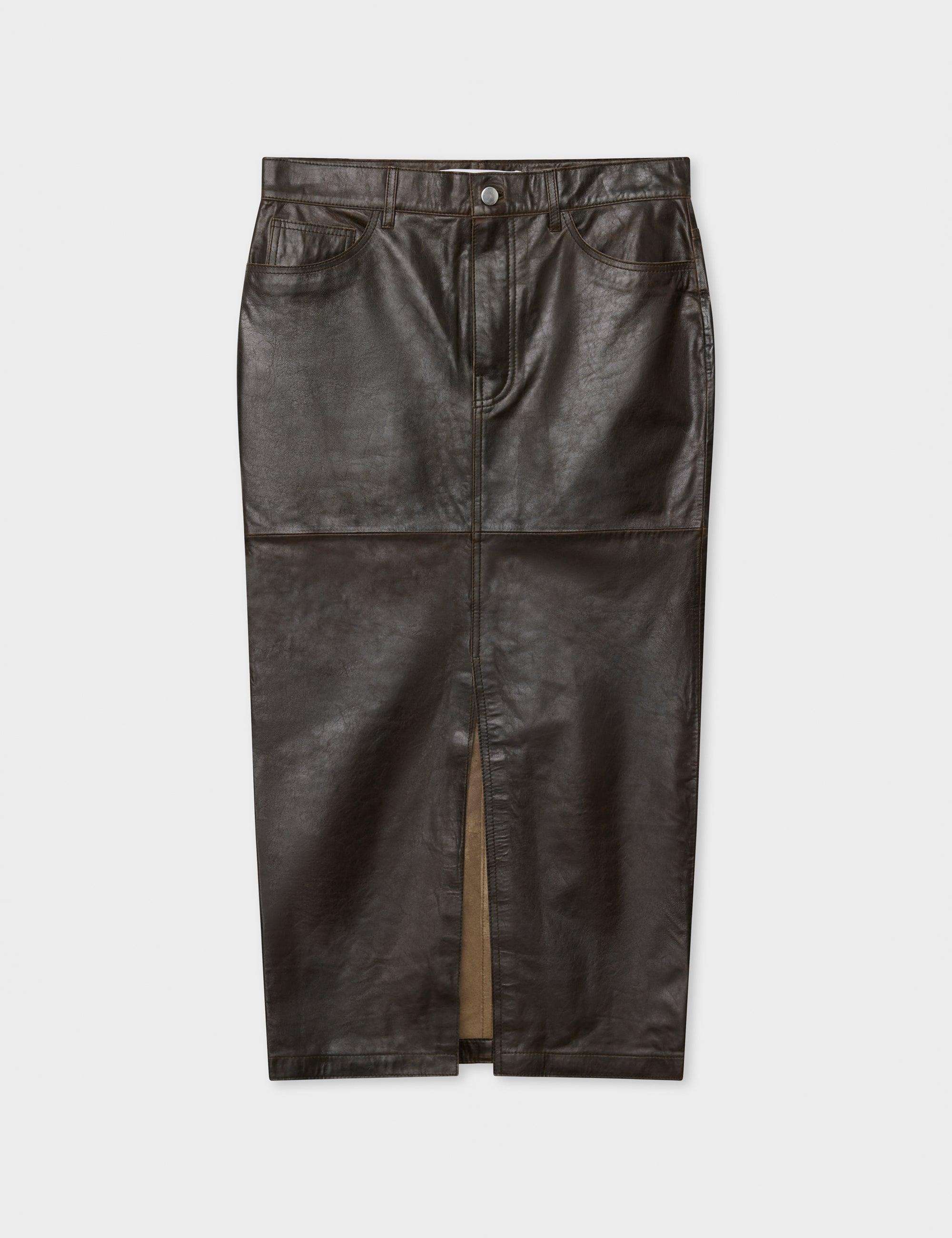 DAY Birger ét Mikkelsen Niki - Polished Leather Skirt 190912 CHOCOLATE BROWN