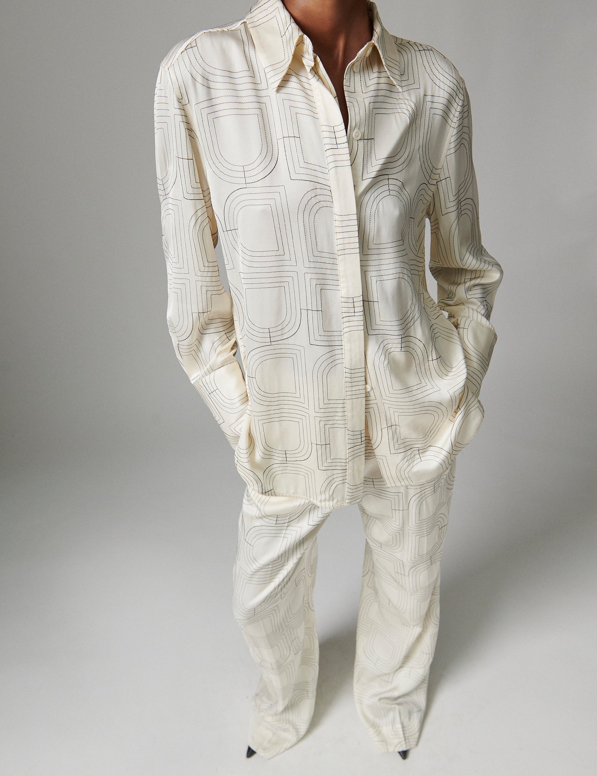 DAY Birger ét Mikkelsen Plyma- Fluid Viscose Stitch Tops & T-Shirts 110605 JET STREAM