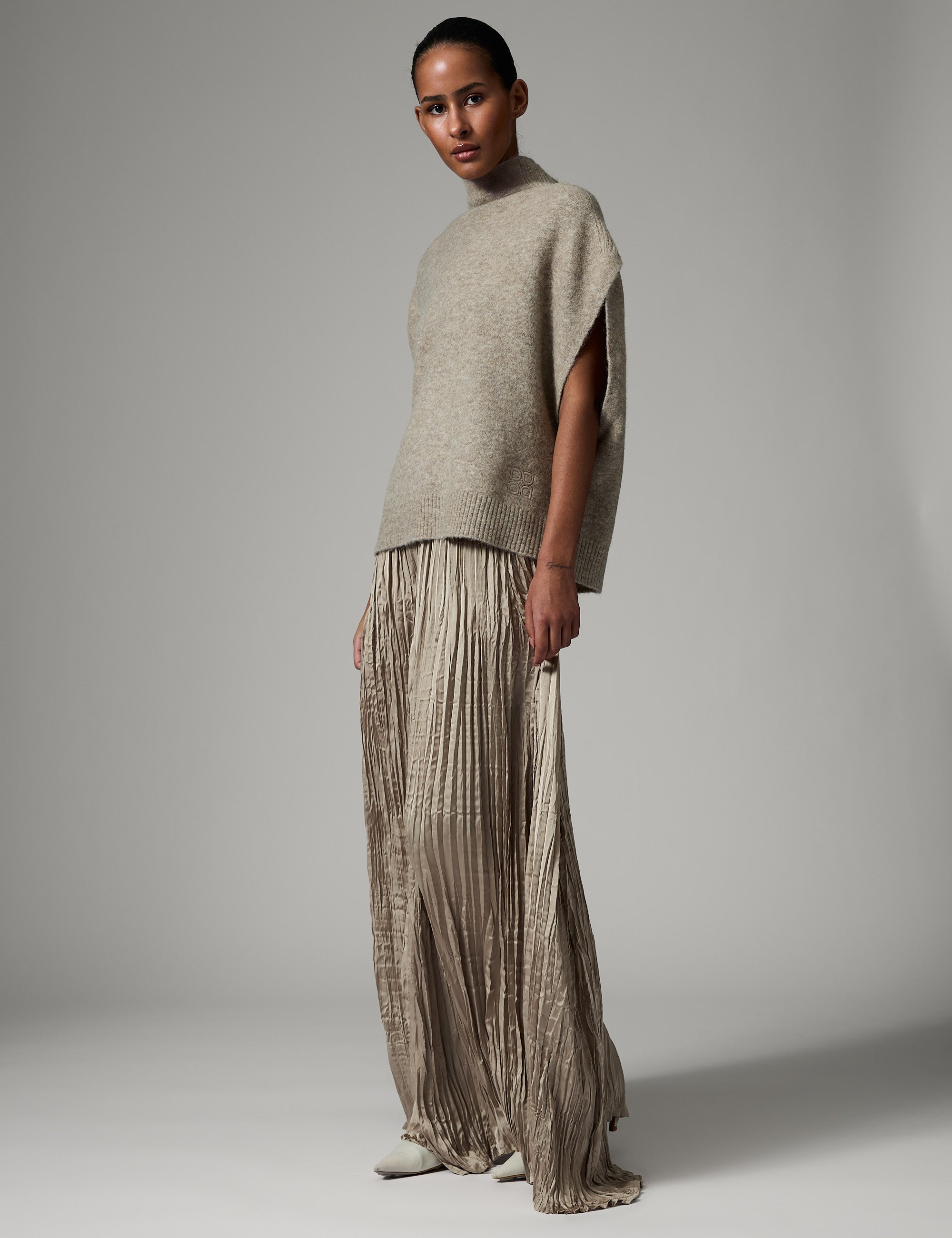 DAY Birger ét Mikkelsen Tyra - Crinkled Surface Skirt 161407 COBBLESTONE