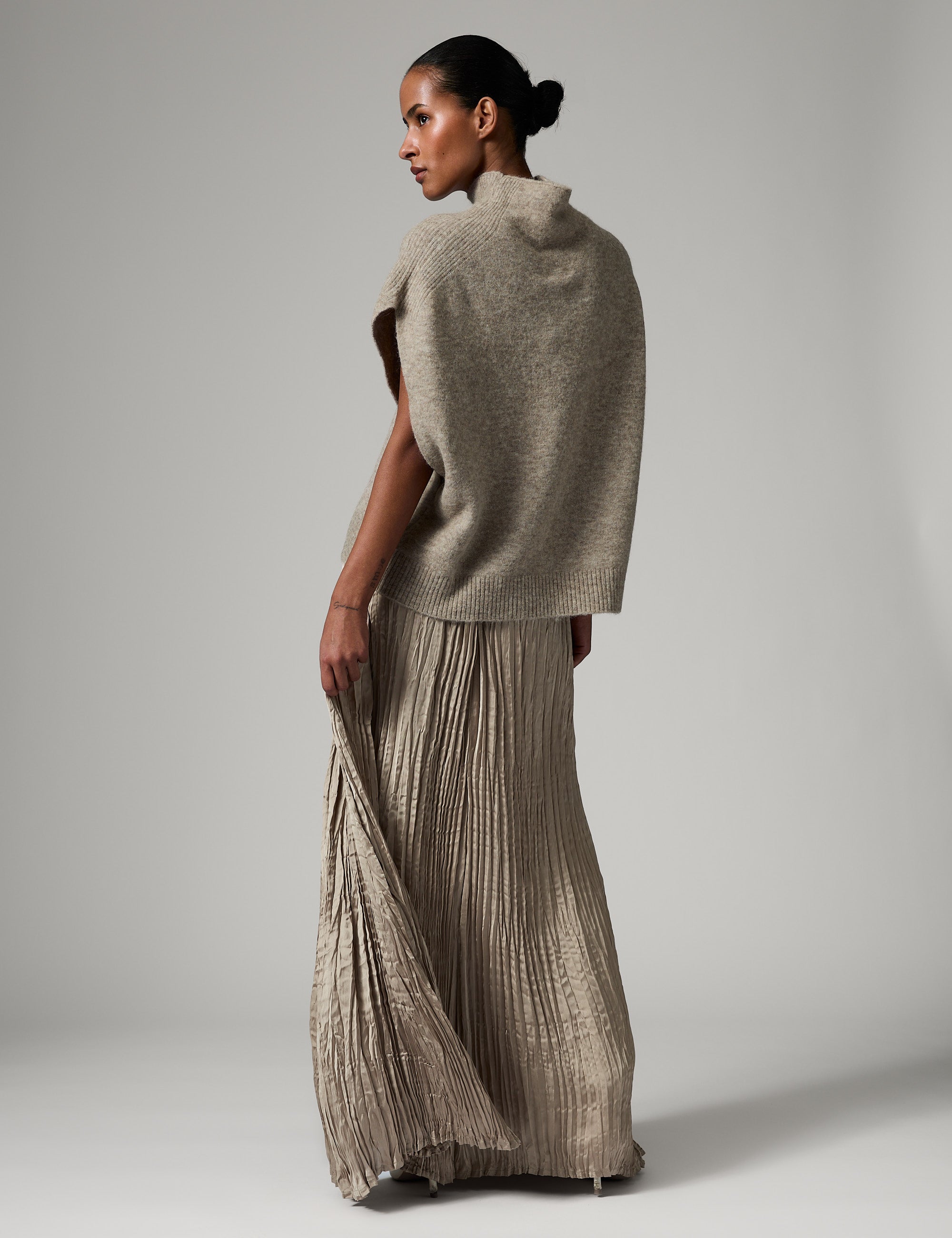 DAY Birger ét Mikkelsen Tyra - Crinkled Surface Skirt 161407 COBBLESTONE